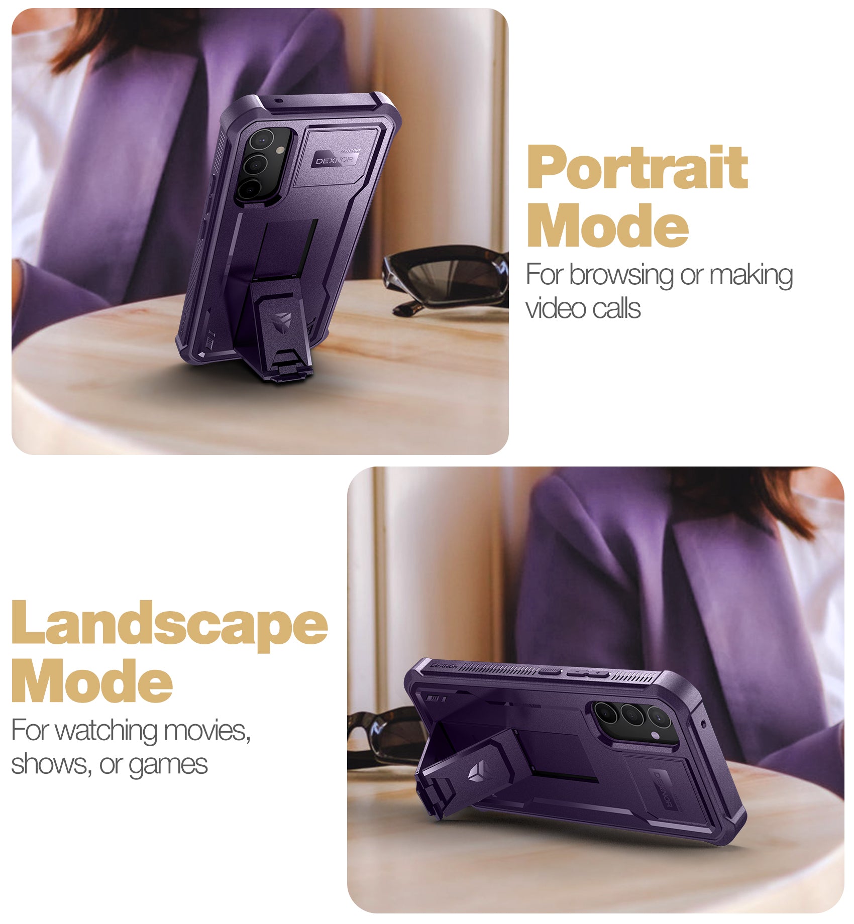 Dexnor Case for Samsung Galaxy A54 5G With Screen Protector Full Body Bumper Kickstand Heavy-duty Shockproof Rugged Cover.