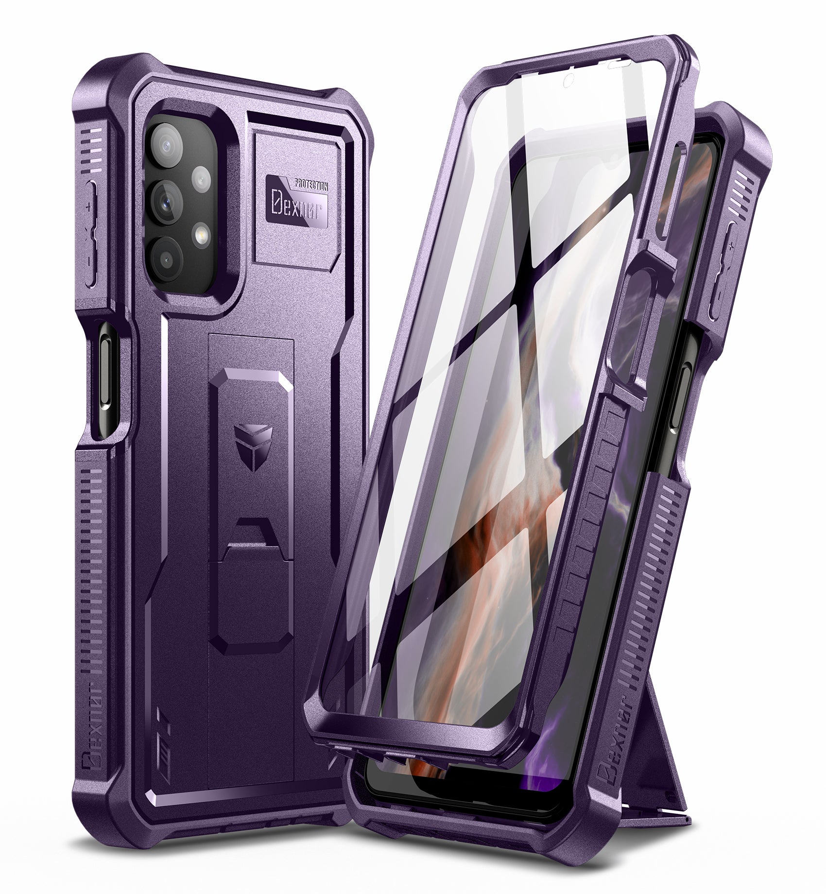 Dexnor Case for Samsung Galaxy A32 5G With Single Screen Protector Full Body Bumper Kickstand Heavy-duty Shockproof Rugged Cover.