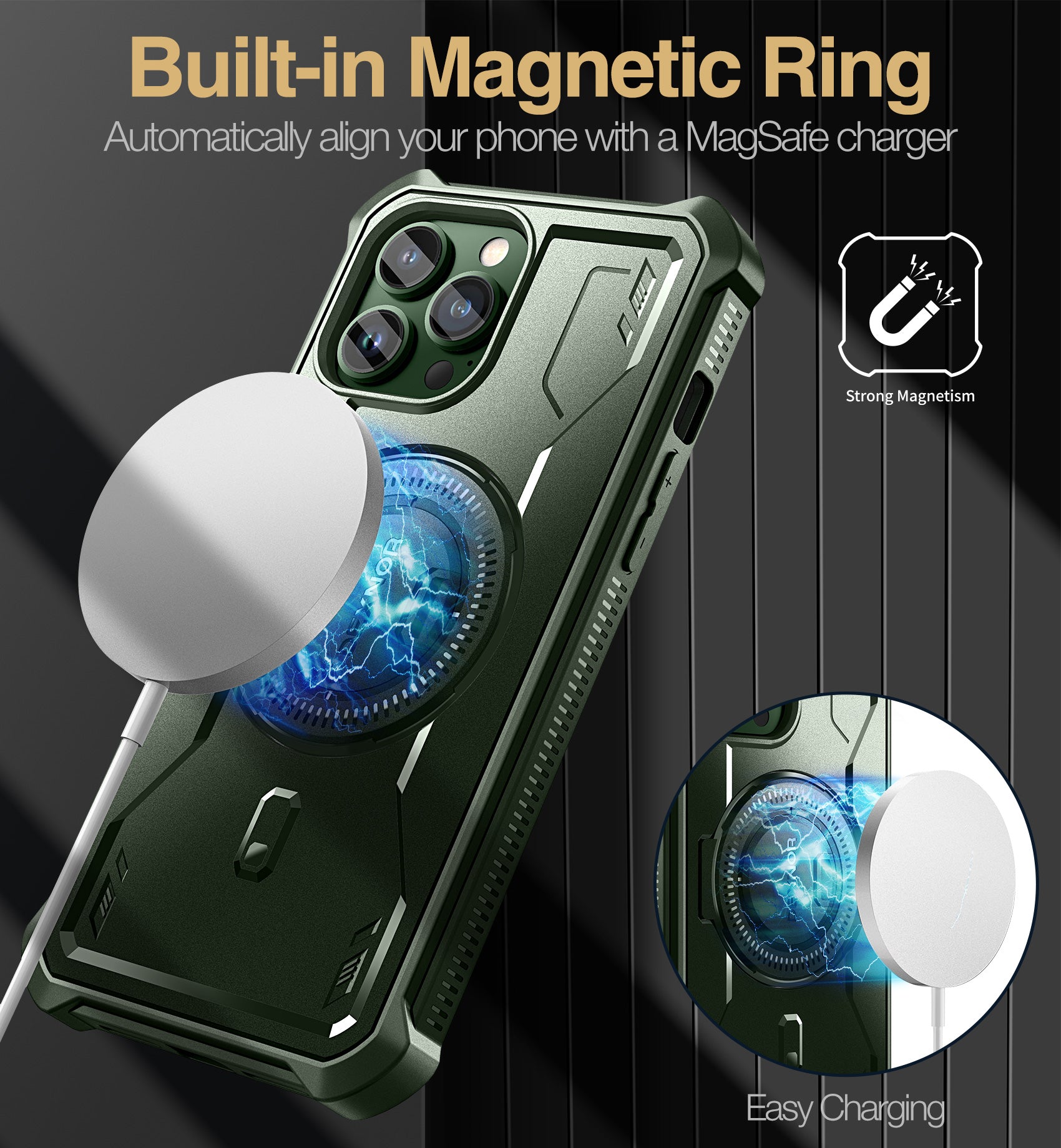 Dexnor for iphone 13 Pro Max Case With Heavy-duty Shockproof Full Body Built-in Screen Protector Adjustable Kickstand