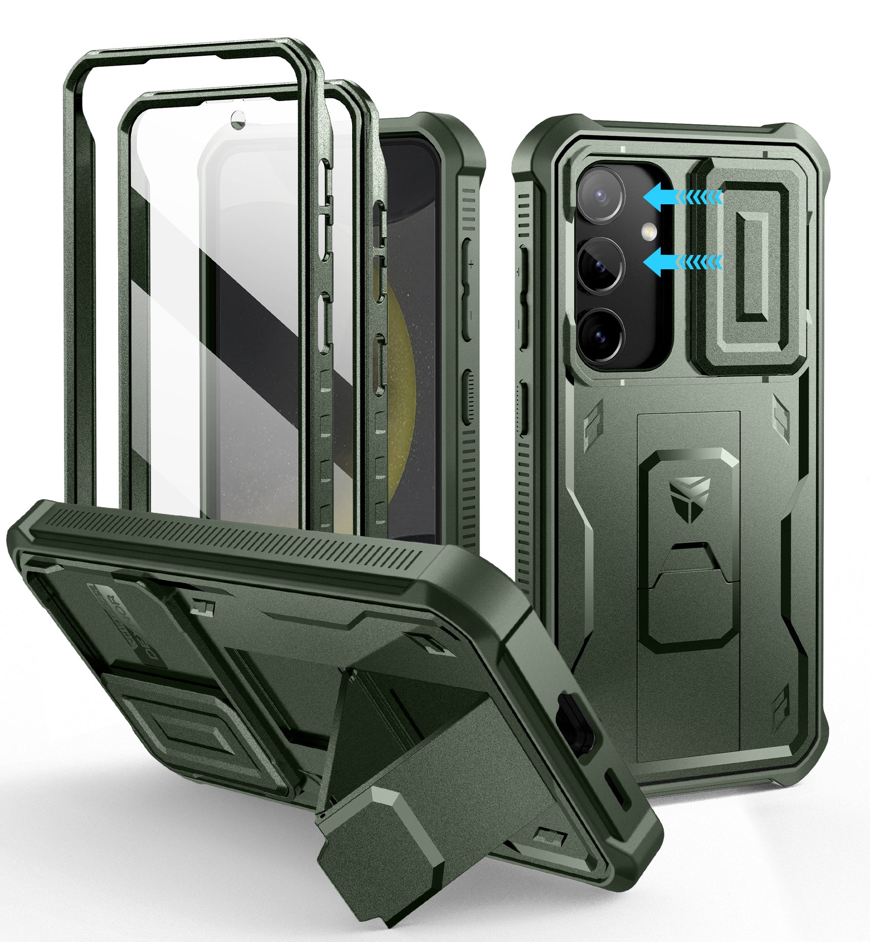 Dexnor Case for Samsung Galaxy S24 Full Body With Screen Protector Slide Camera Bumper Kickstand Heavy-duty Shockproof Rugged Cover.