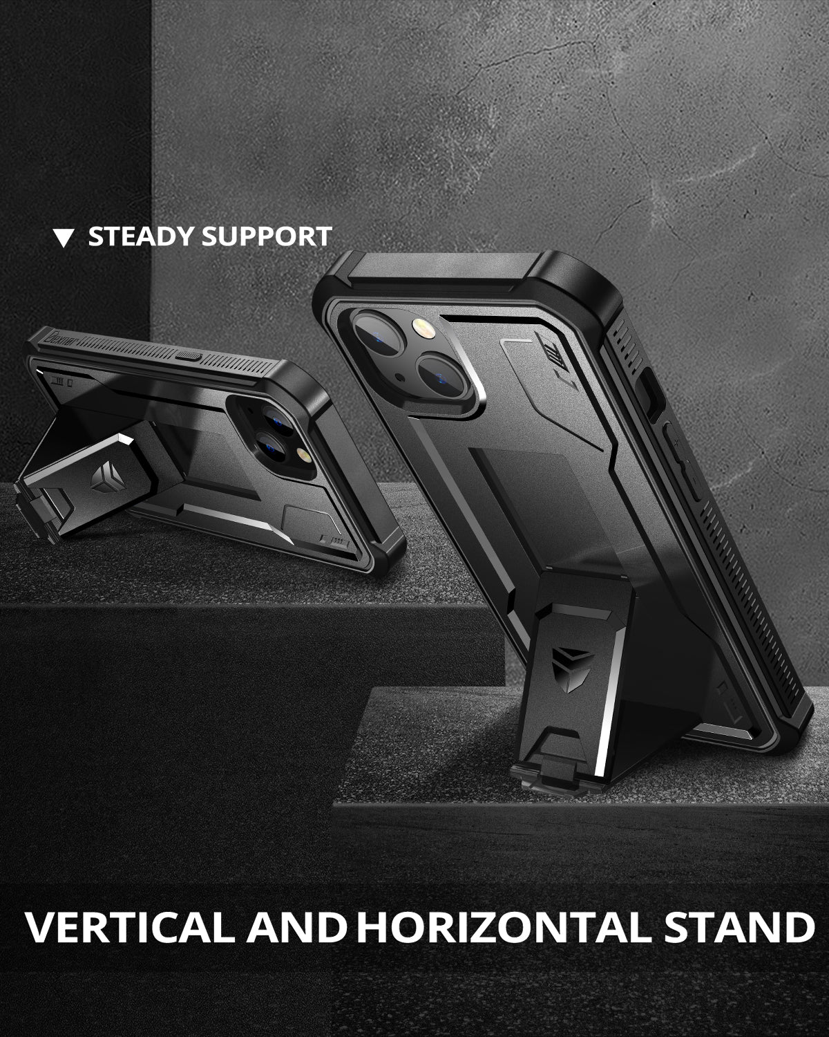 Dexnor for iphone 14/13 Case With Heavy-duty Shockproof Full Body Built-in Screen Protector Adjustable Kickstand