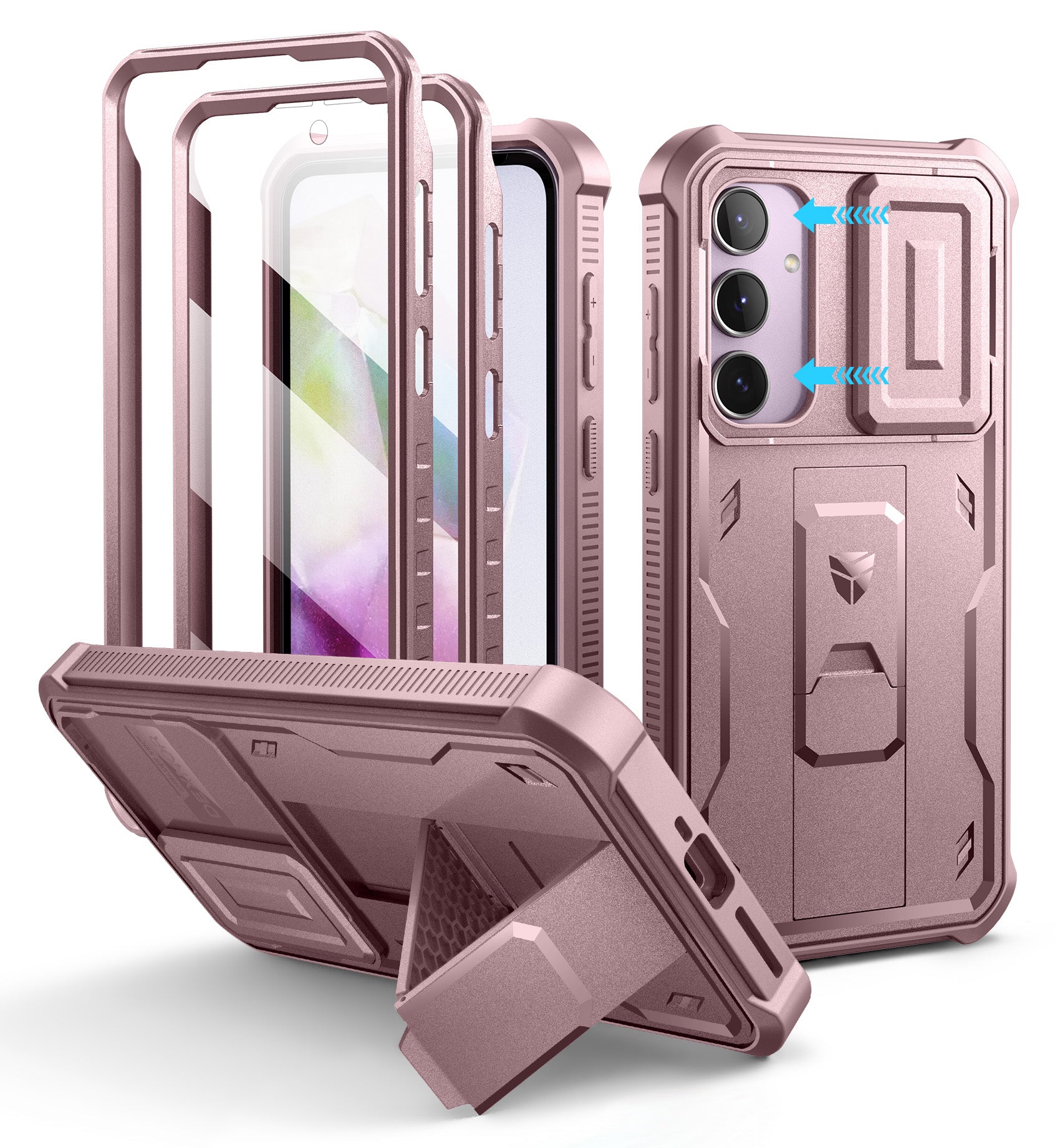 Dexnor Case for Samsung Galaxy A35 5G With Screen Protector Full Body Bumper Kickstand Heavy-duty Shockproof Rugged Cover.