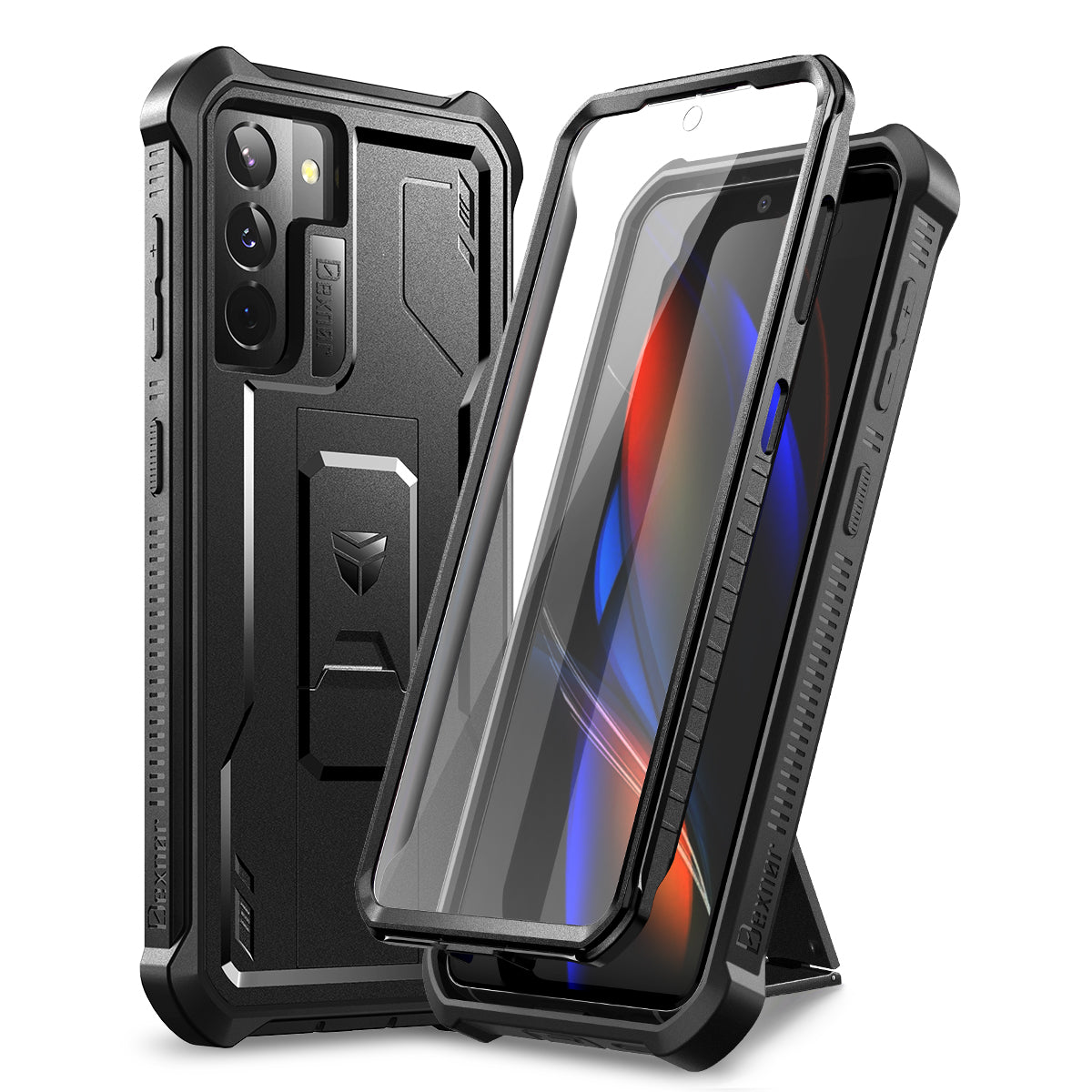 Dexnor Case for Samsung Galaxy S21 With Single Screen Protector Full Body Bumper Kickstand Heavy-duty Shockproof Rugged Cover.