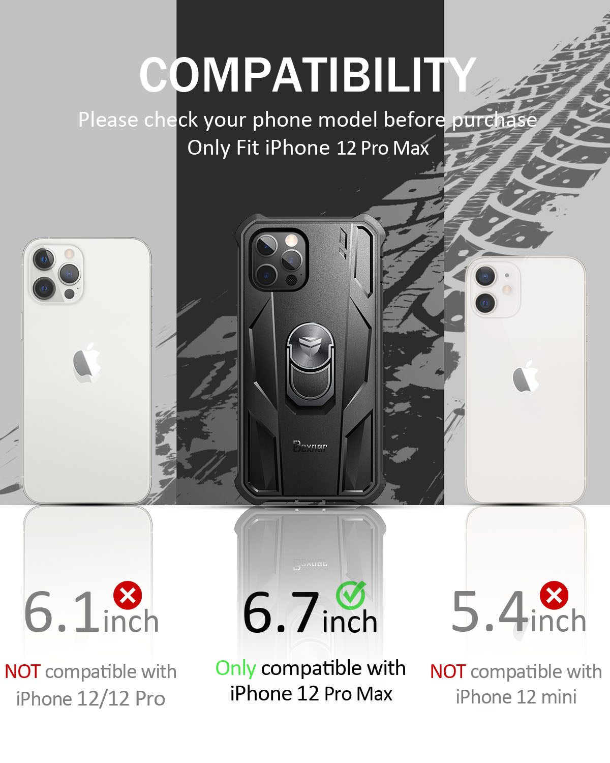 Dexnor for iphone 12 Pro Max Case With Heavy-duty Shockproof Full Body Built-in Screen Protector Adjustable Kickstand