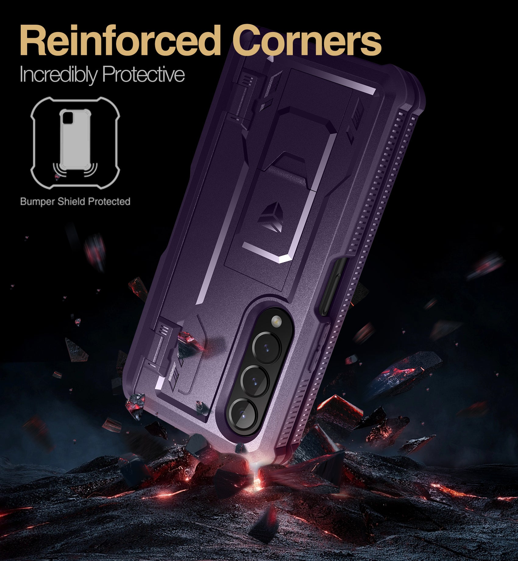 Dexnor Case for Samsung Galaxy Z Fold 4 With Hinge Coverage Screen Protector Full Body Bumper Kickstand Heavy-duty Shockproof Rugged Cover.