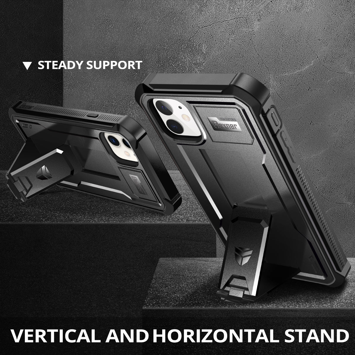 Dexnor Case for iPhone 11 With Screen Protector Full Body Bumper Kickstand Heavy-duty Shockproof Rugged Cover.