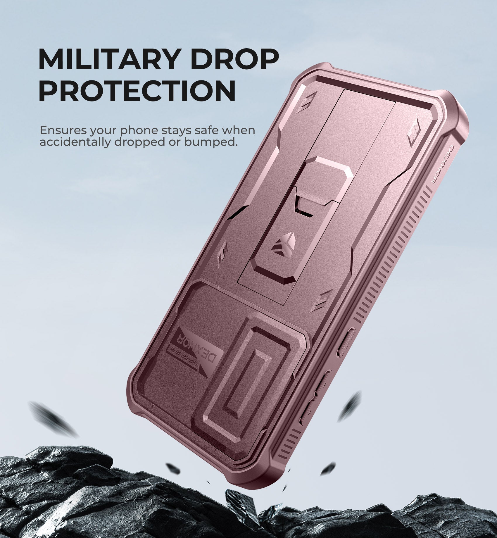 Dexnor Case for Samsung Galaxy A55 5G With Screen Protector Full Body Bumper Kickstand Heavy-duty Shockproof Rugged Cover.