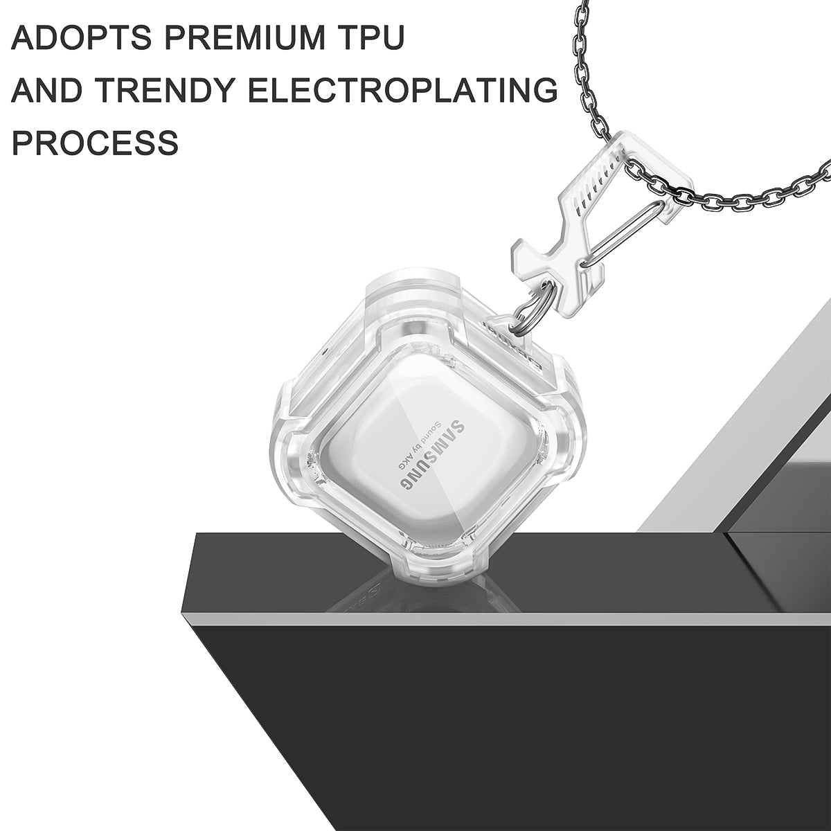 Dexnor Earphone Case For Samsung Galaxy Buds Live / Pro / Buds2 / Buds2 Pro /FE(2023) with Secure Lock and Carabiner Full Body Bumper Shockproof Rugged Cover Electroplating version.