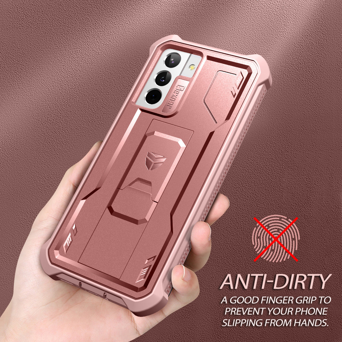 Dexnor Case for Samsung Galaxy S21 With Single Screen Protector Full Body Bumper Kickstand Heavy-duty Shockproof Rugged Cover.