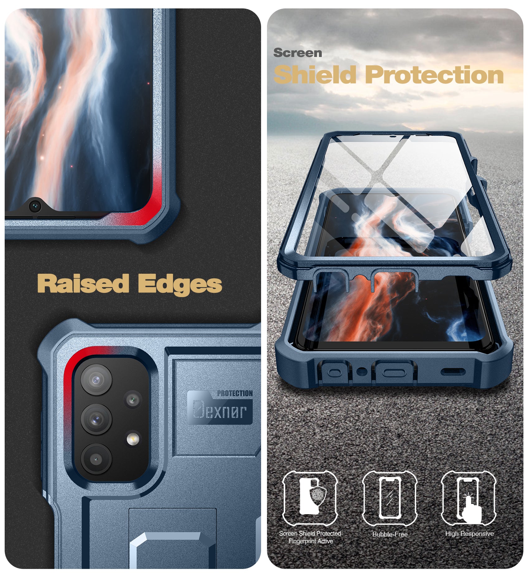 Dexnor Case for Samsung Galaxy A32 5G With Single Screen Protector Full Body Bumper Kickstand Heavy-duty Shockproof Rugged Cover.