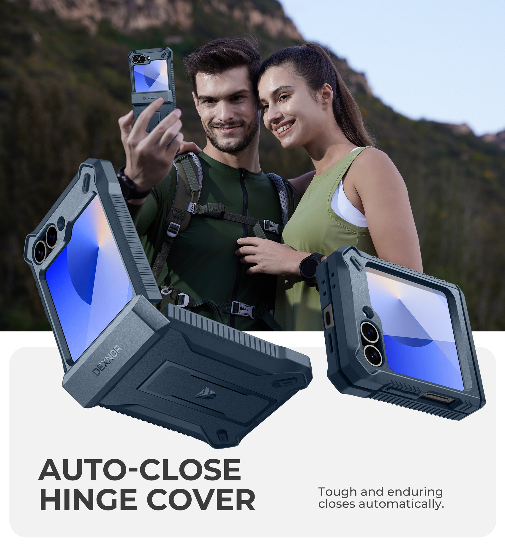 Dexnor Case for Samsung Galaxy Z Flip 6 Hinge Coverage With Screen Protector Full Body Bumper Kickstand Hinge Coverage Shockproof Rugged Cover