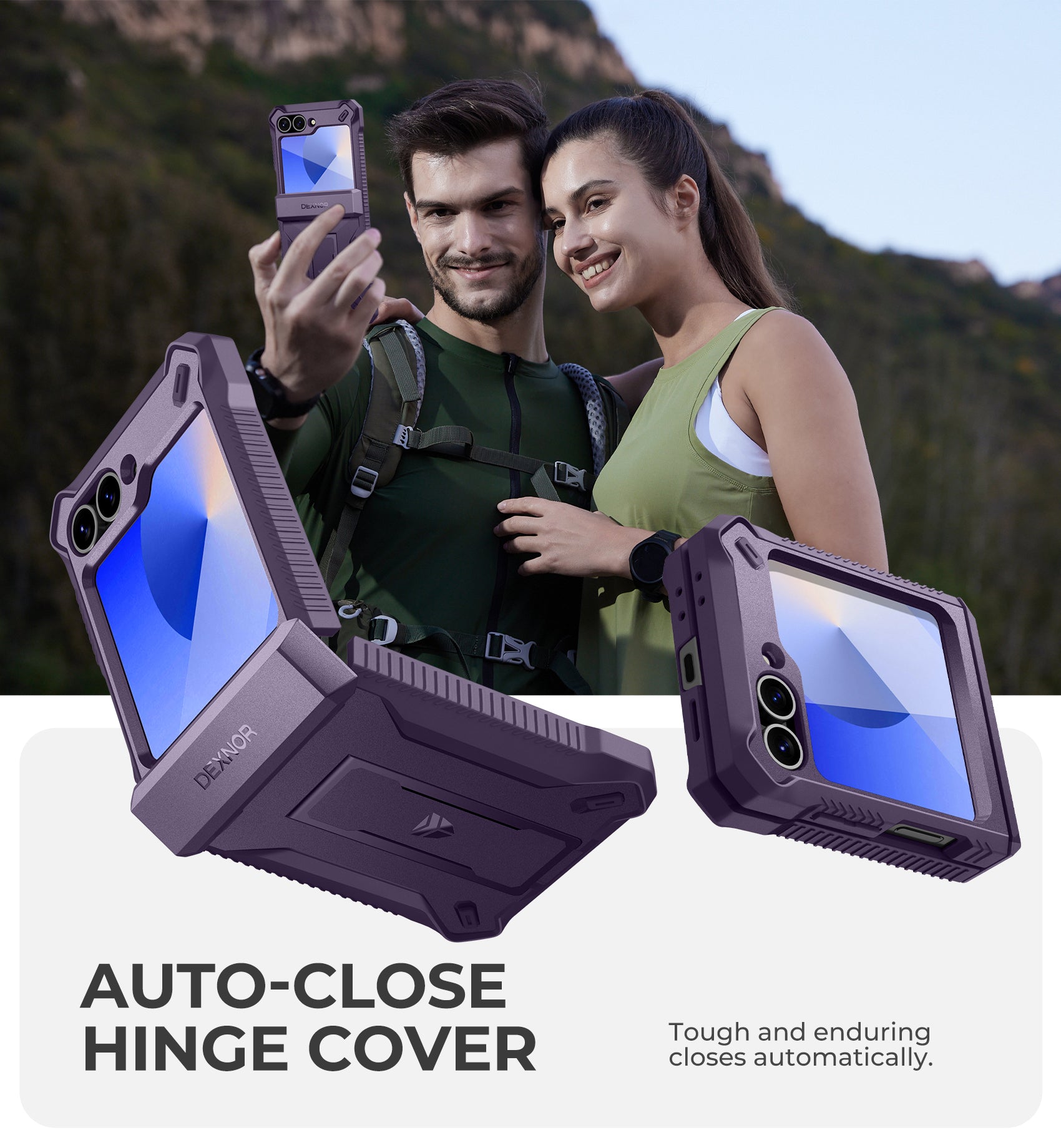 Dexnor Case for Samsung Galaxy Z Flip 6 Hinge Coverage With Screen Protector Full Body Bumper Kickstand Hinge Coverage Shockproof Rugged Cover