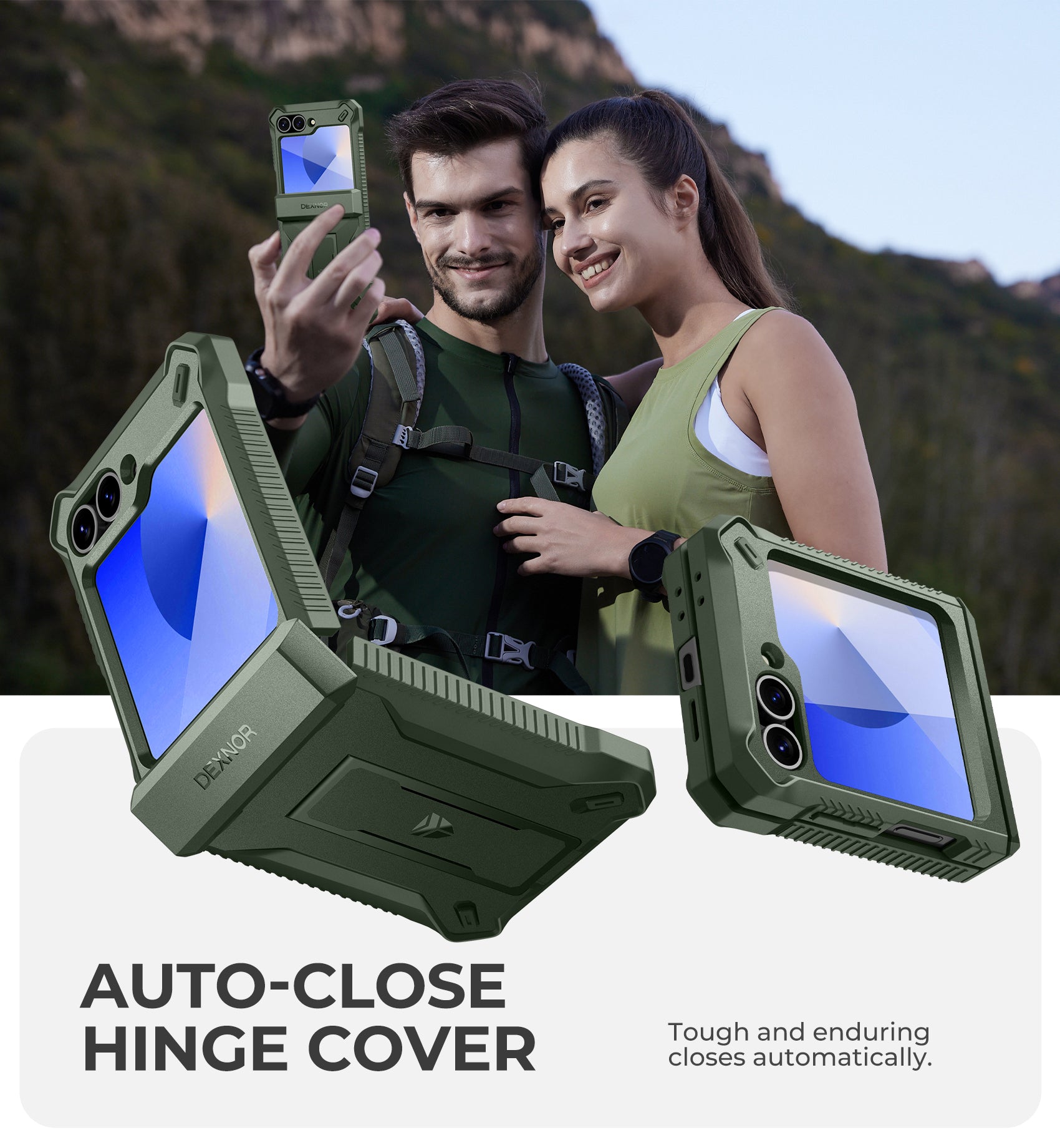 Dexnor Case for Samsung Galaxy Z Flip 6 Hinge Coverage With Screen Protector Full Body Bumper Kickstand Hinge Coverage Shockproof Rugged Cover