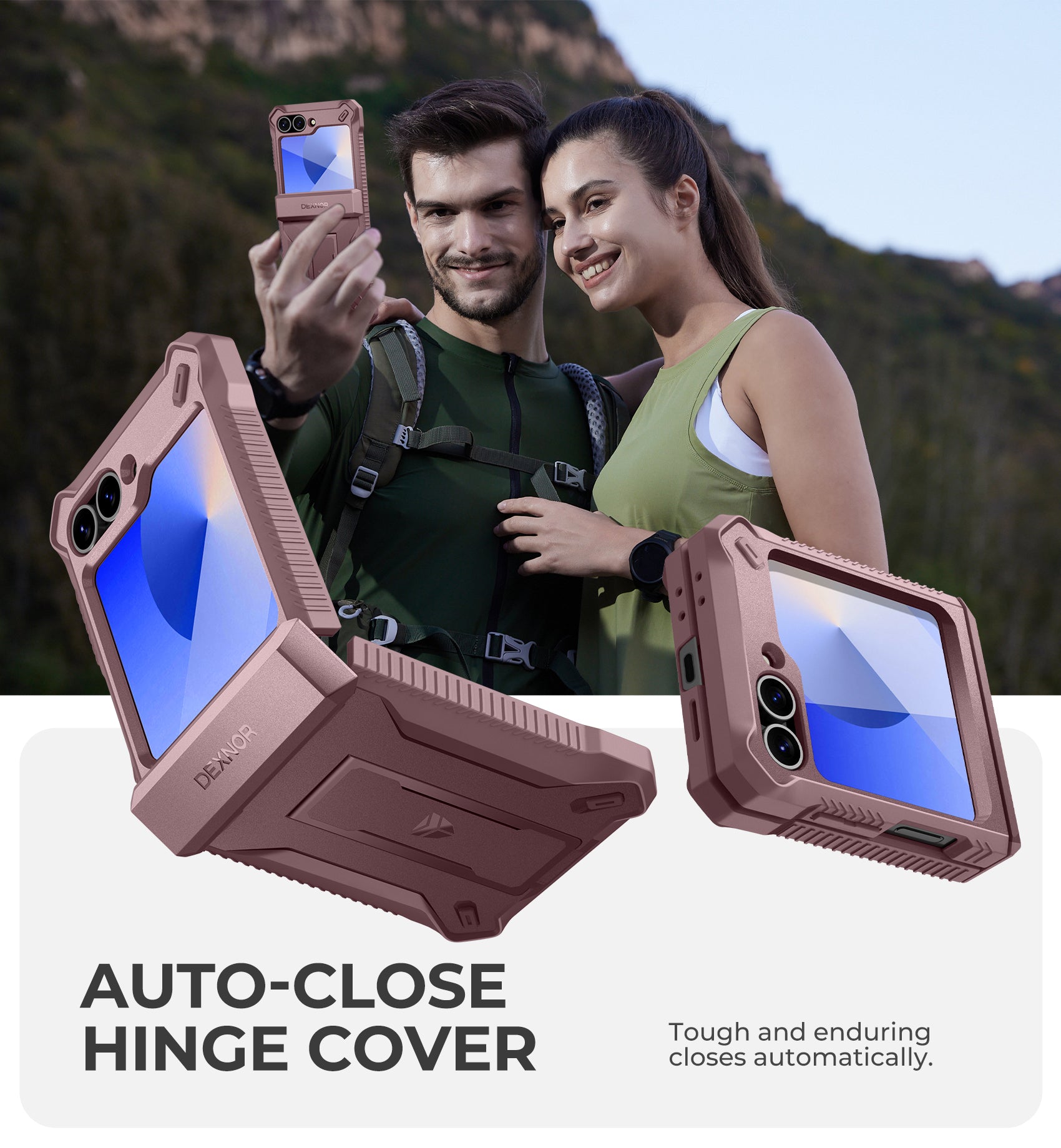 Dexnor Case for Samsung Galaxy Z Flip 6 Hinge Coverage With Screen Protector Full Body Bumper Kickstand Hinge Coverage Shockproof Rugged Cover