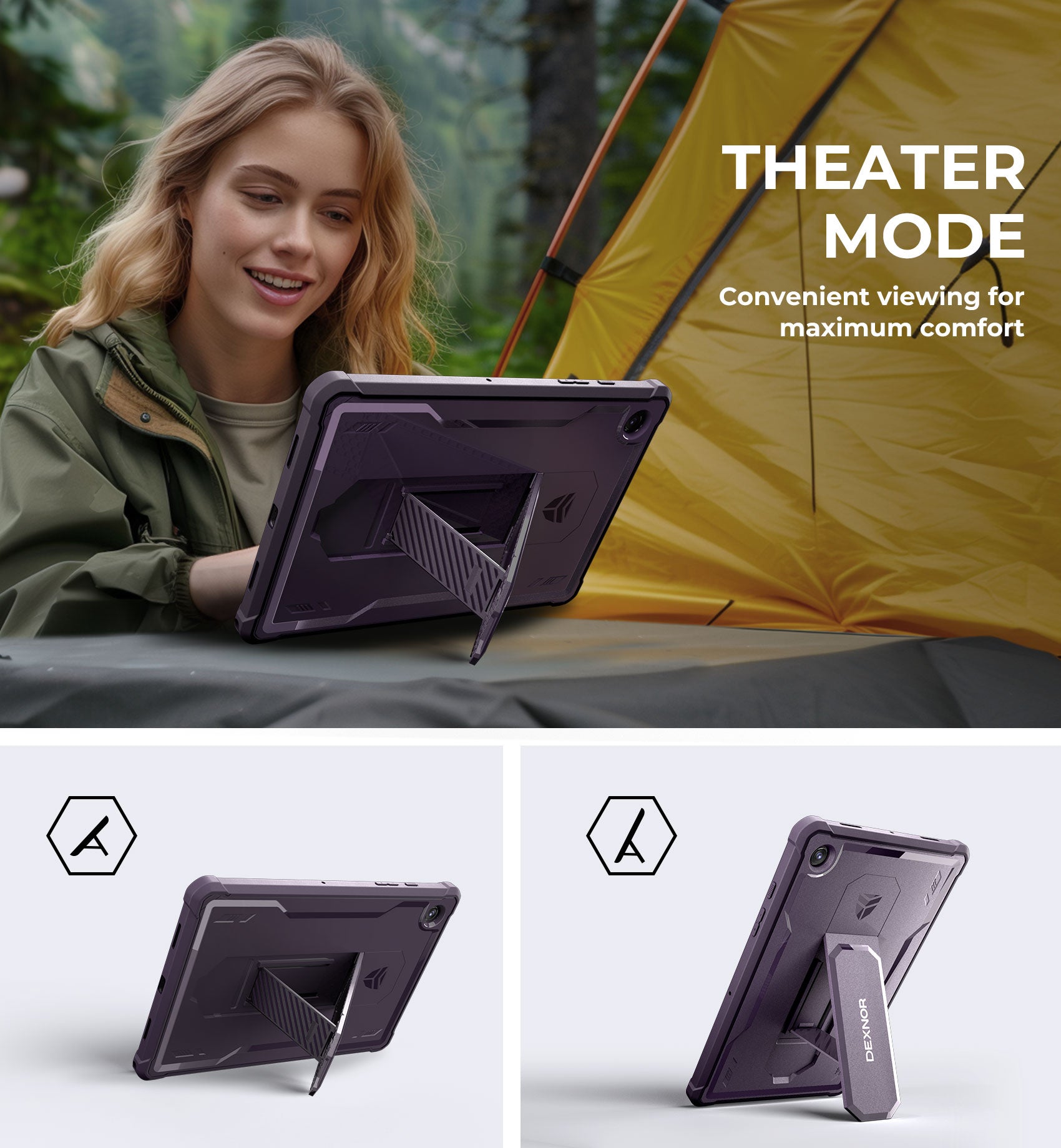 Dexnor Tablet Case for Samsung Galaxy Tab A8 With Screen Protector Full Body Bumper Kickstand Heavy-duty Shockproof Rugged Pen Holder Cover.