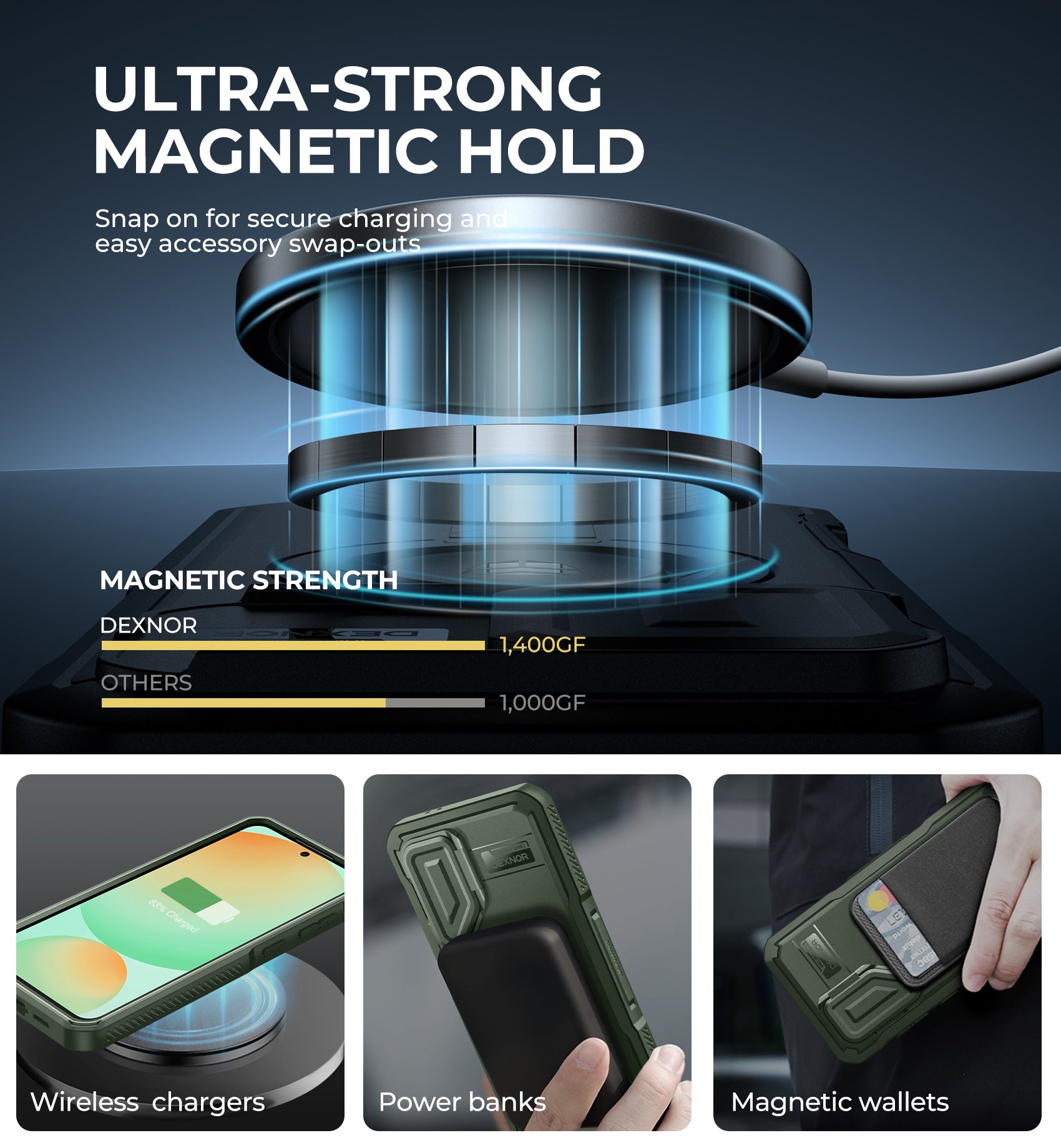 Dexnor Case for Samsung Galaxy S24 FE with Camera Cover & Adjustable Kickstand & Built-in Screen Protector Magnetic Rugged Shockproof Bumper Cases Heavy-Duty Mangetic Protective Cover.