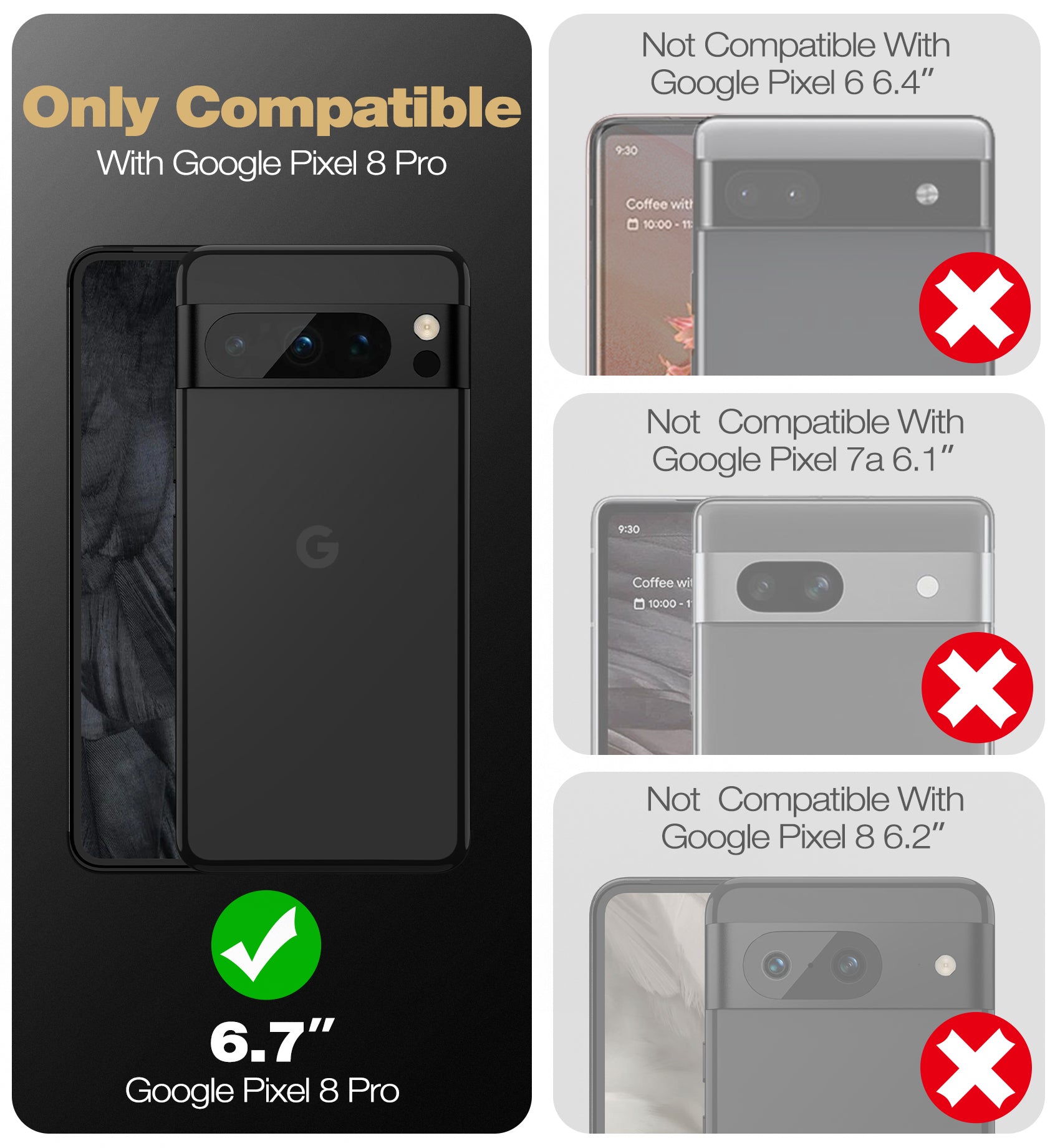 Dexnor Case for Google Pixel 8 Pro With 2 Screen Protector Full Body Bumper Kickstand Heavy-duty Shockproof Rugged Cover.