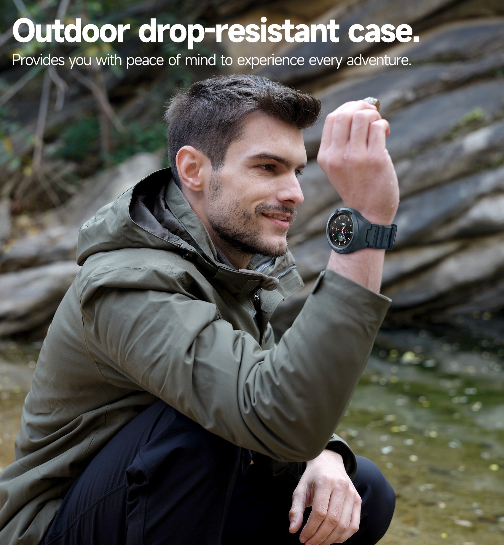 Dexnor Watch Case for Watch 4 Classic Band 46mm(2021) Full Body Bumper Shockproof Rugged Raised Bezel Snap-on Cover