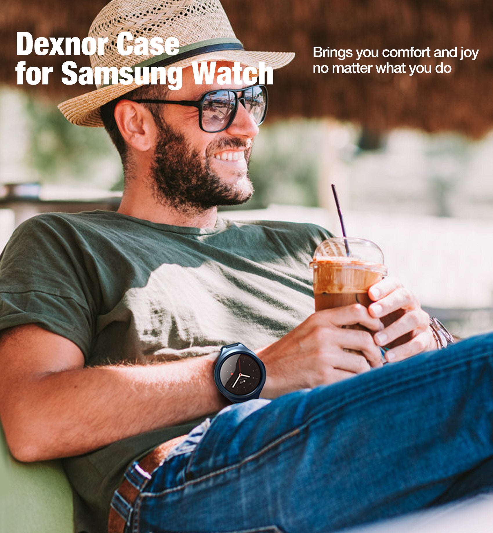 Dexnor Watch Case for Samsung Galaxy Watch Active 2 Band 44mm Full Body Bumper Shockproof Rugged Raised Bezel Snap-on Cover