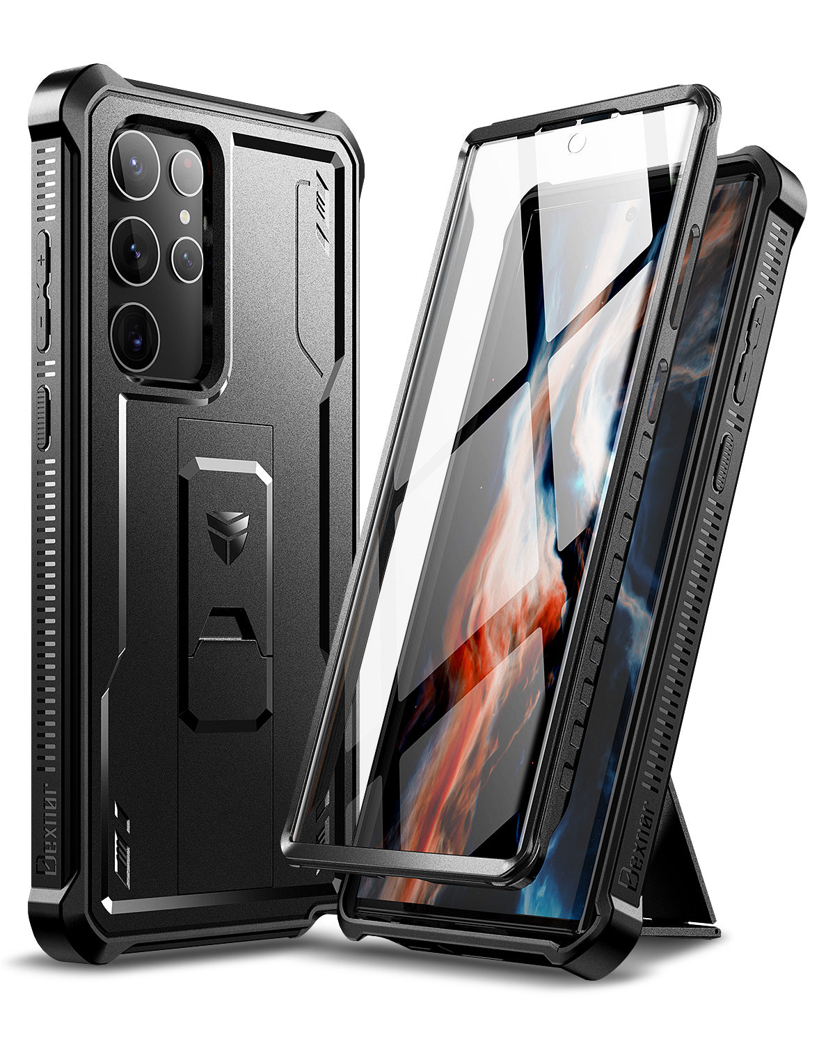 Dexnor Case for Samsung Galaxy S22 Ultra With Single Screen Protector Full Body Bumper Kickstand Heavy-duty Shockproof Rugged Cover.