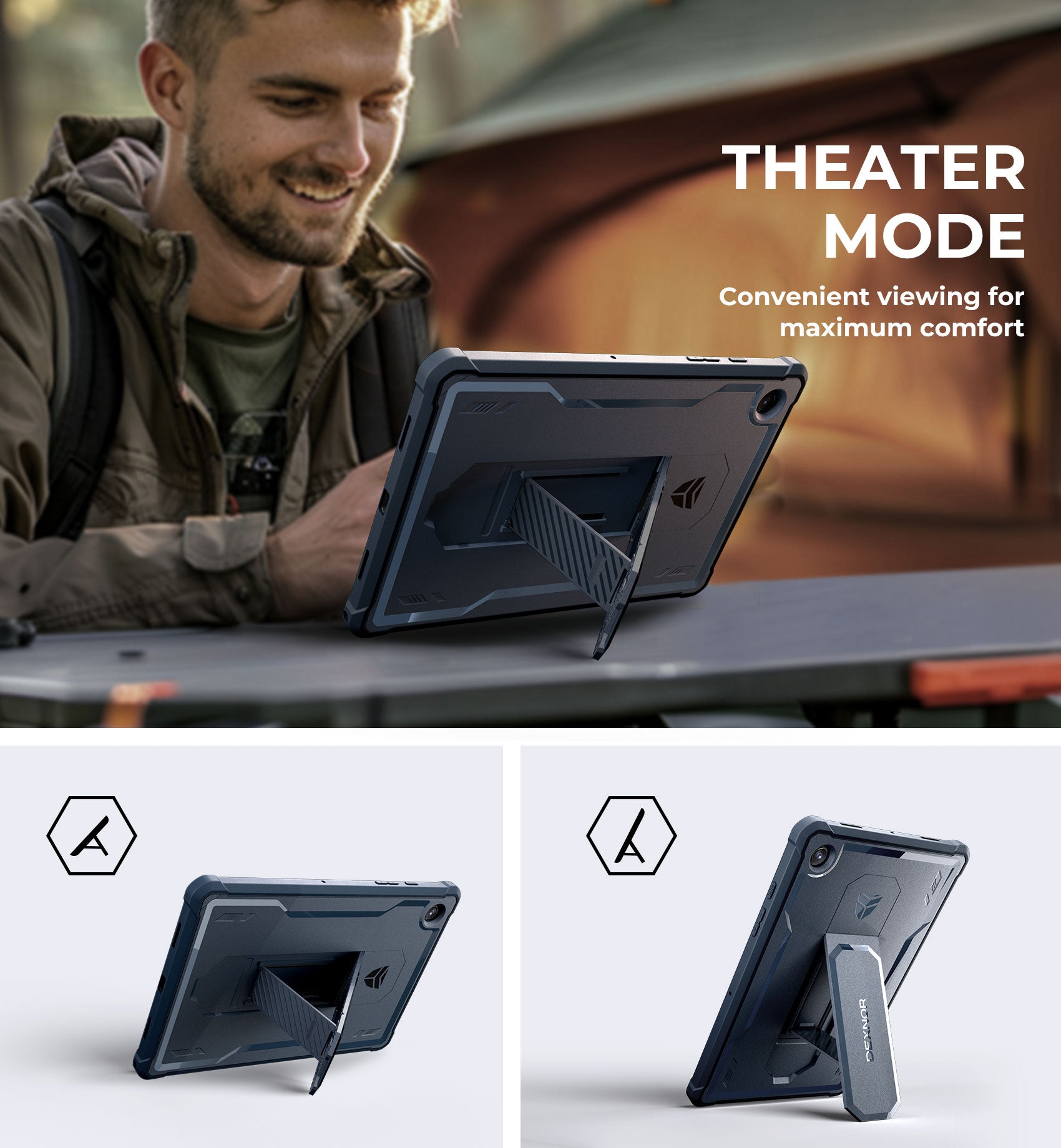 Dexnor Tablet Case for Samsung Galaxy Tab A8 With Screen Protector Full Body Bumper Kickstand Heavy-duty Shockproof Rugged Pen Holder Cover.