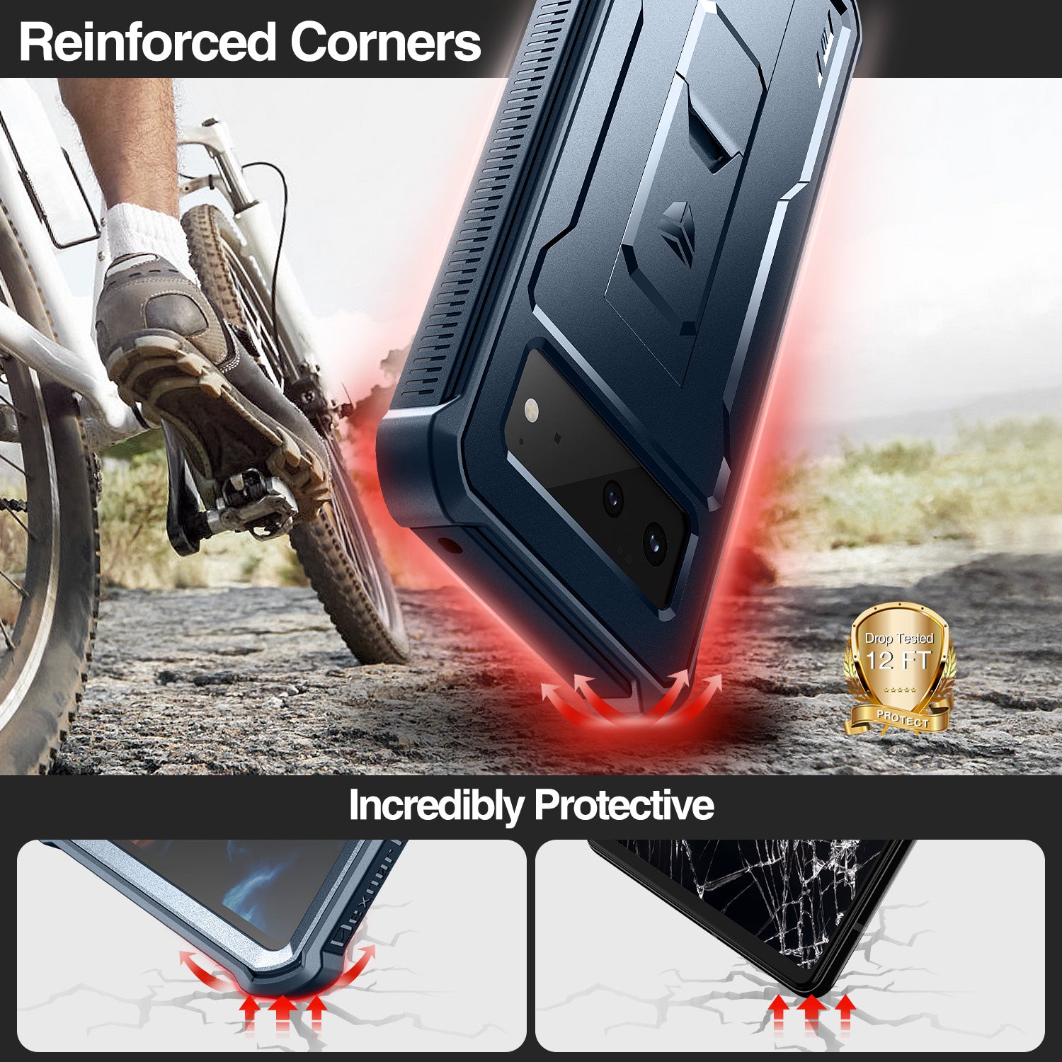 Dexnor Case for Google Pixel 6 With Screen Protector Full Body Bumper Kickstand Heavy-duty Shockproof Rugged Cover.