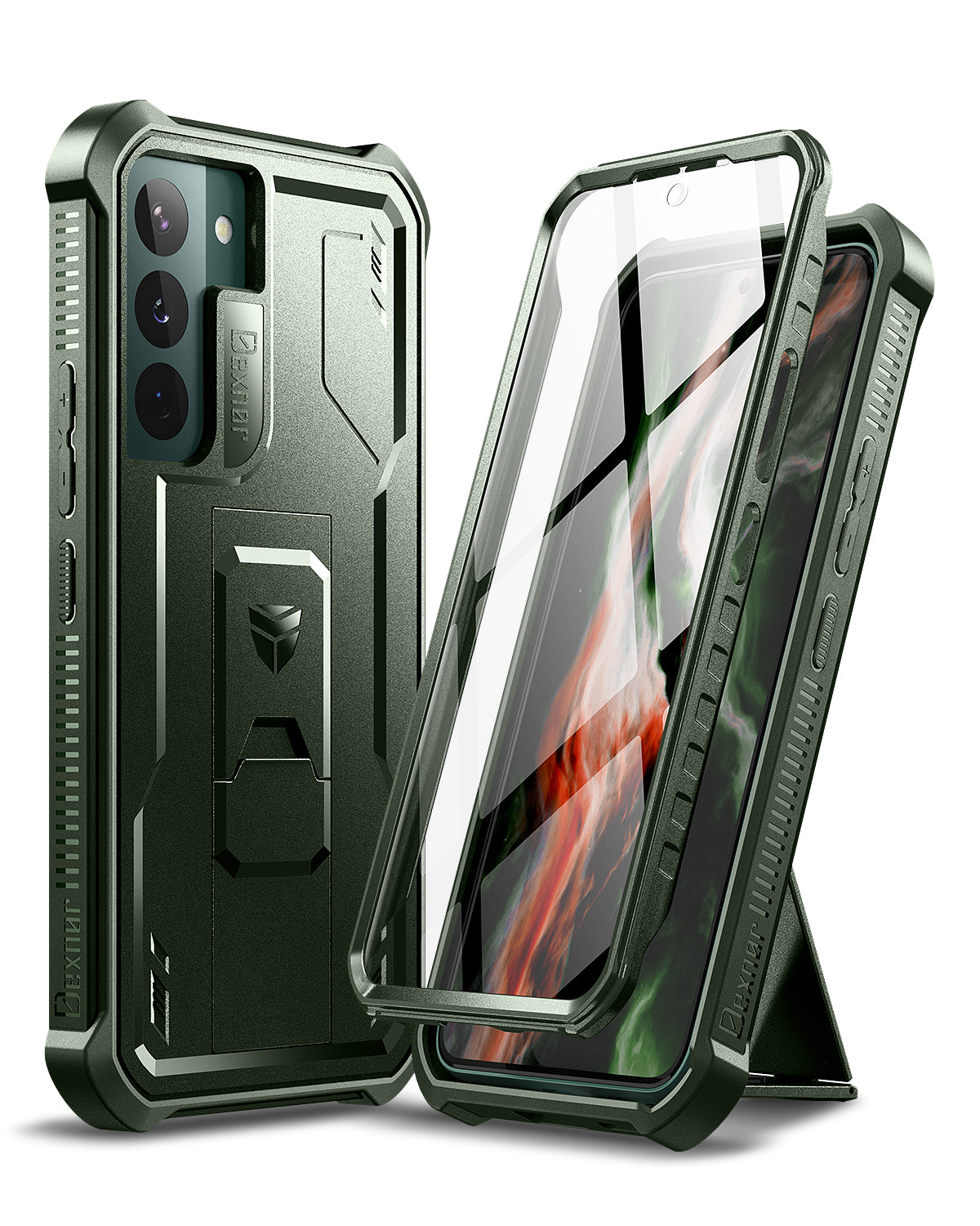 Dexnor Case for Samsung Galaxy S22 With Single Screen Protector Full Body Bumper Kickstand Heavy-duty Shockproof Rugged Cover.