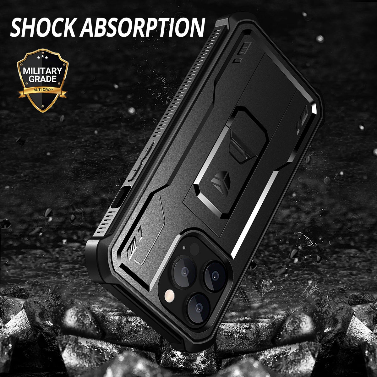 Dexnor for iphone 13 Pro Max Case With Heavy-duty Shockproof Full Body Built-in Screen Protector Adjustable Kickstand