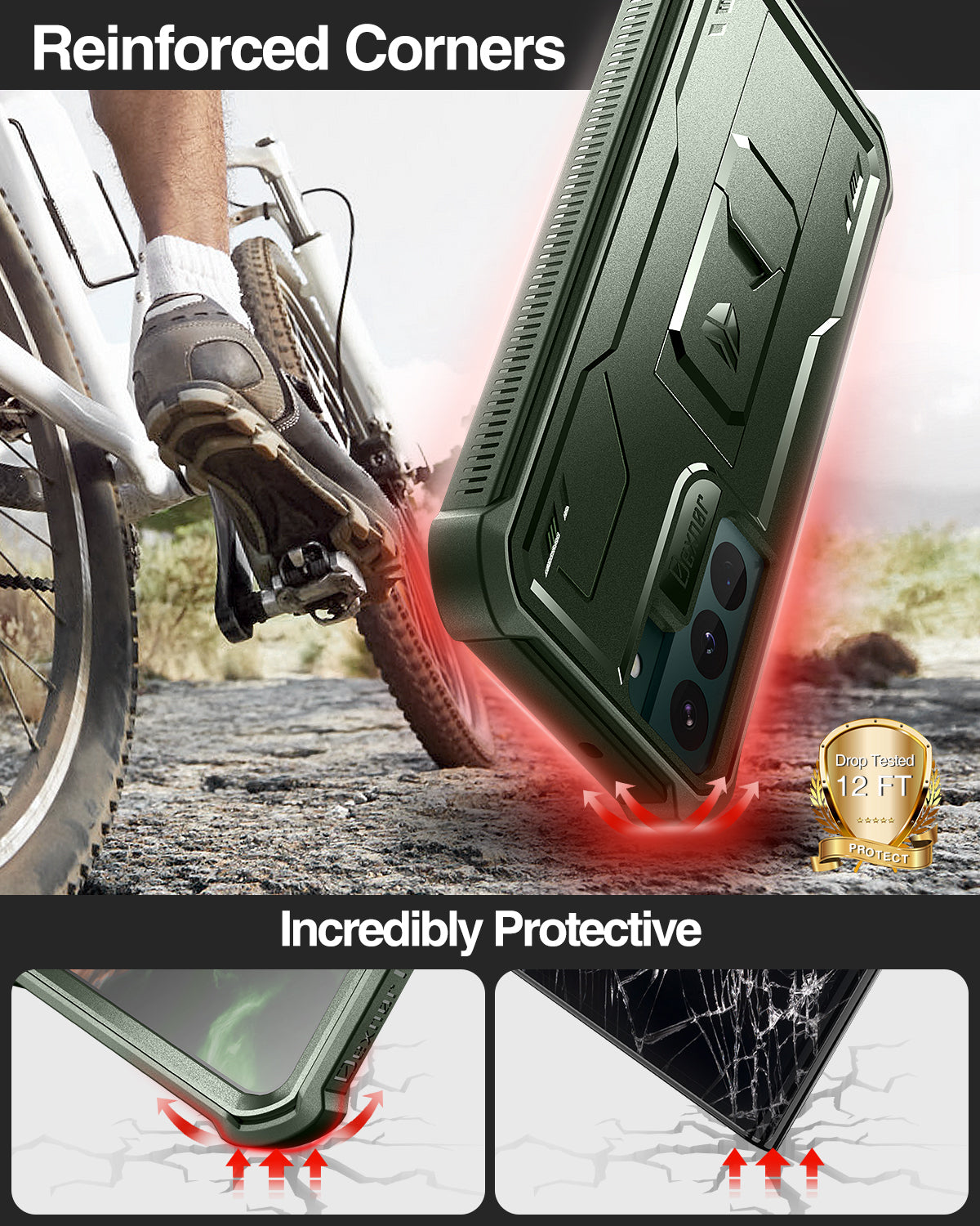 Dexnor Case for Samsung Galaxy S22 With Single Screen Protector Full Body Bumper Kickstand Heavy-duty Shockproof Rugged Cover.