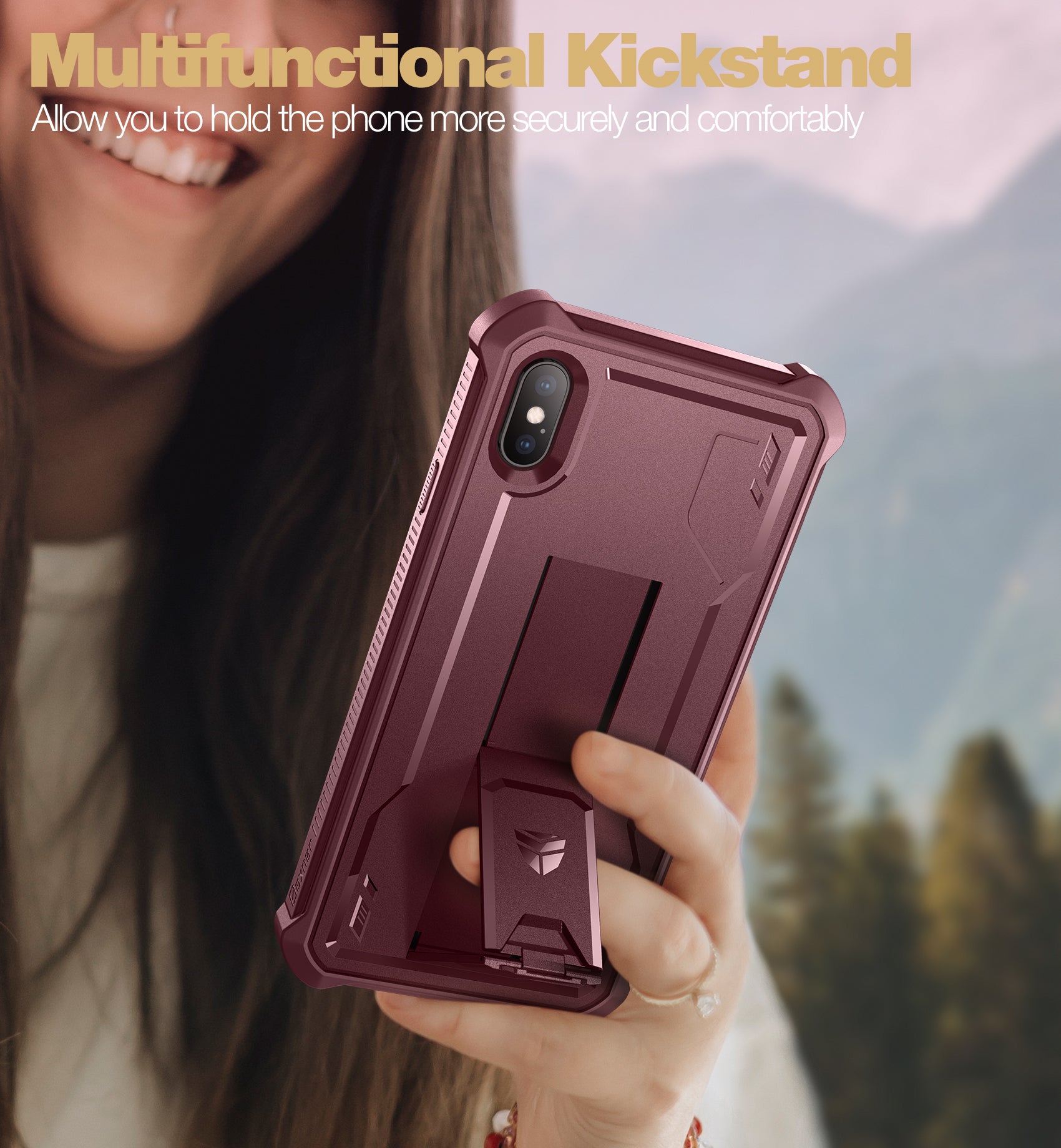 Dexnor Case for iPhone XS Max With Screen Protector Full Body Bumper Kickstand Heavy-duty Shockproof Rugged Cover.
