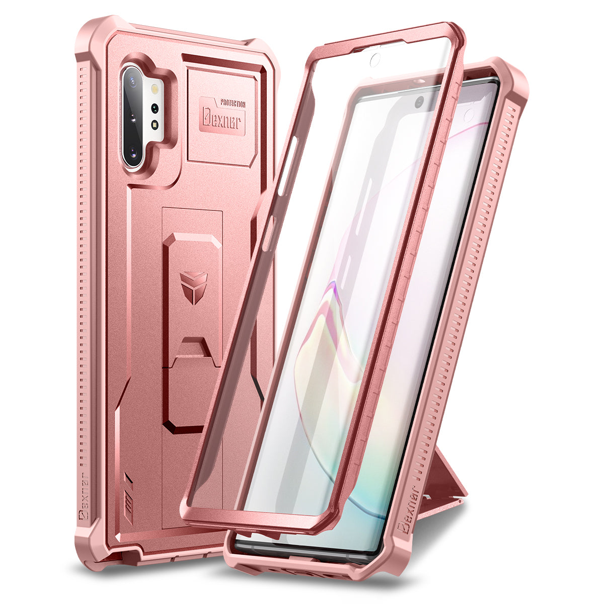 Dexnor Case for Samsung Galaxy Note 10+ With Single Screen Protector Full Body Bumper Kickstand Heavy-duty Shockproof Rugged Cover.