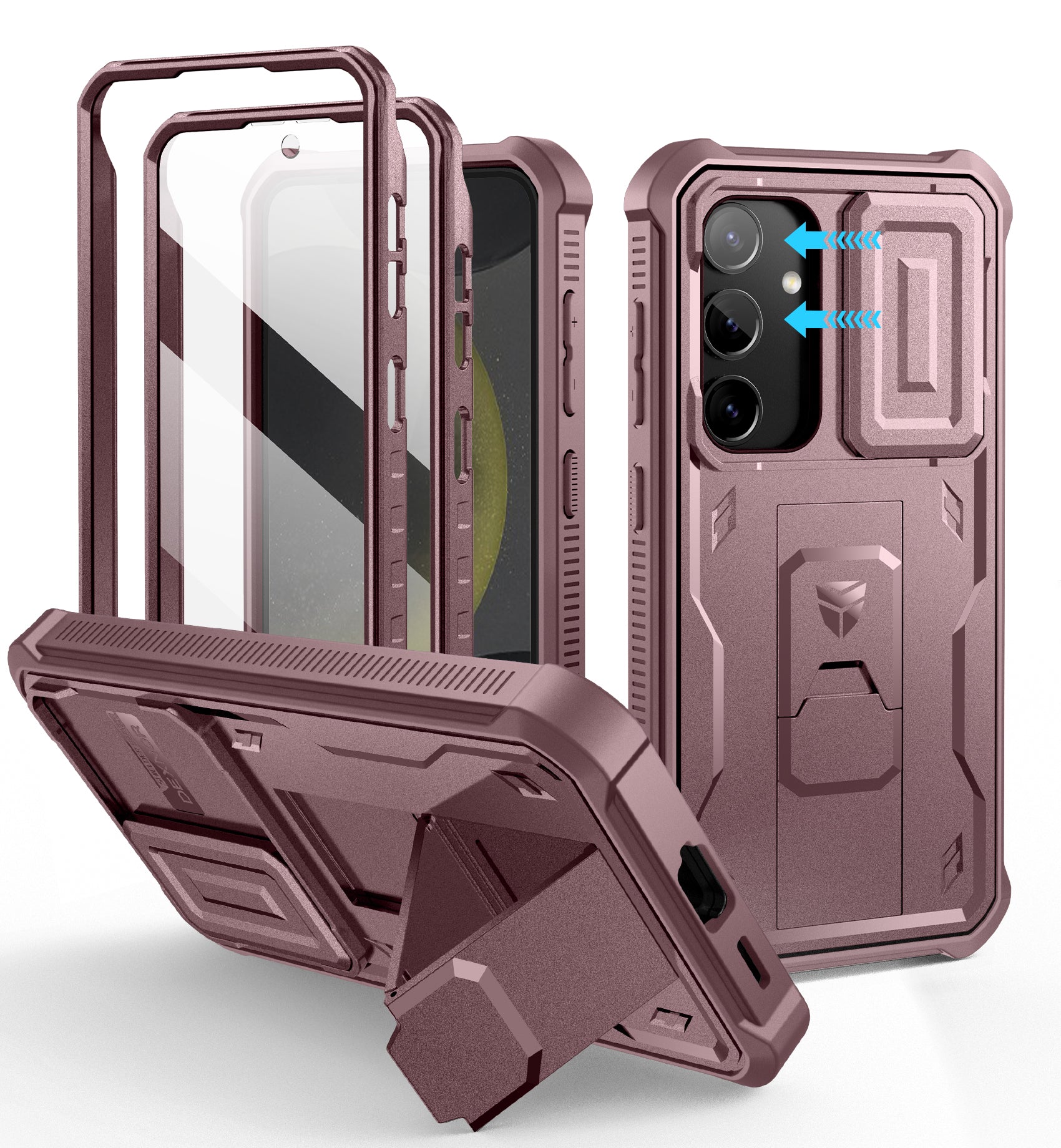 Dexnor Case for Samsung Galaxy S24 Full Body With Screen Protector Slide Camera Bumper Kickstand Heavy-duty Shockproof Rugged Cover.