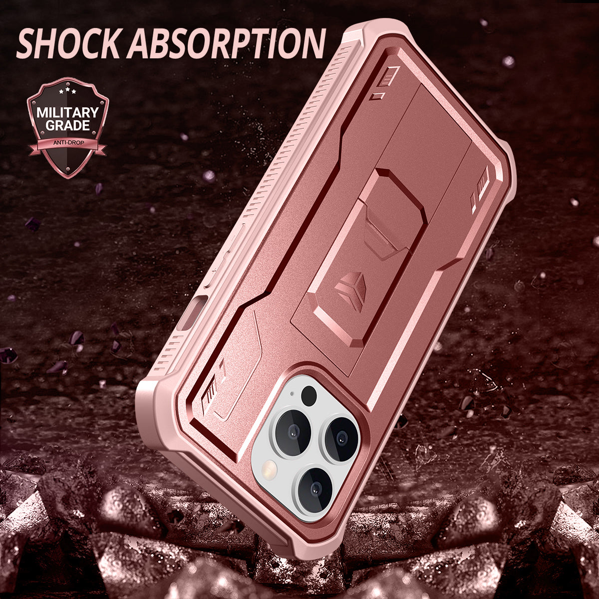 Dexnor for iphone 13 Pro Case With Heavy-duty Shockproof Full Body Built-in Screen Protector Adjustable Kickstand