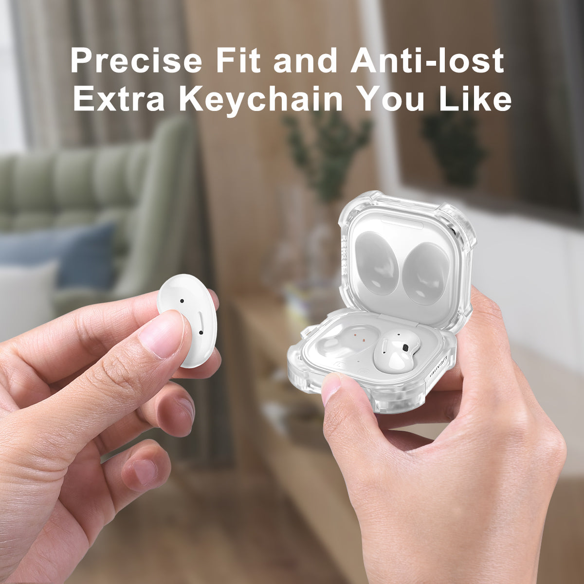 Dexnor Earphone Case For Samsung Galaxy Buds Live / Pro / Buds2 / Buds2 Pro /FE(2023) with Secure Lock and Carabiner Full Body Bumper Shockproof Rugged Cover Electroplating version.