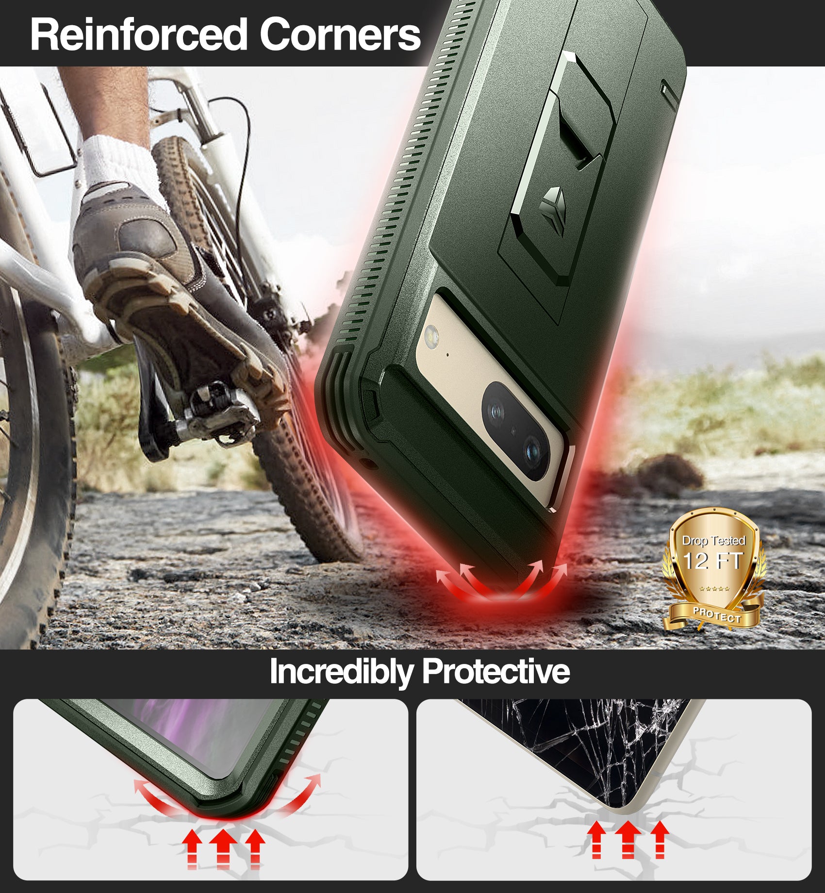 Dexnor Case for Google Pixel 7 With Screen Protector Full Body Bumper Kickstand Heavy-duty Shockproof Rugged Cover.