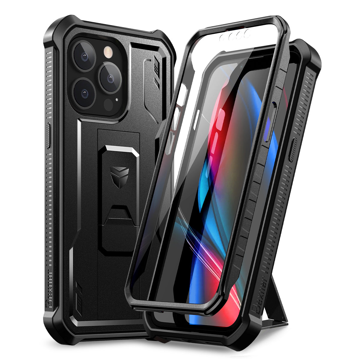 Dexnor for iphone 13 Pro Case With Heavy-duty Shockproof Full Body Built-in Screen Protector Adjustable Kickstand