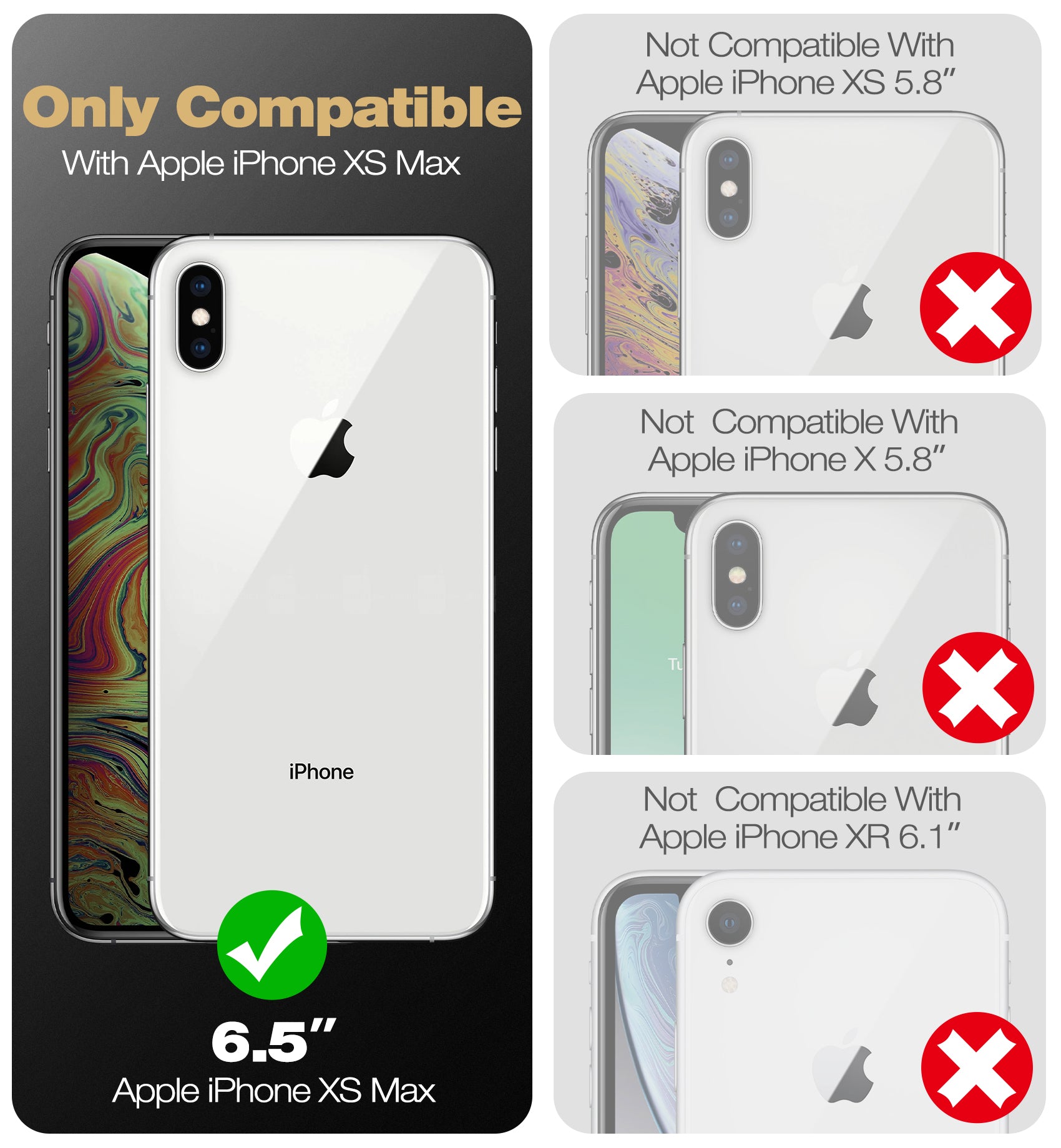 Dexnor Case for iPhone XS Max With Screen Protector Full Body Bumper Kickstand Heavy-duty Shockproof Rugged Cover.