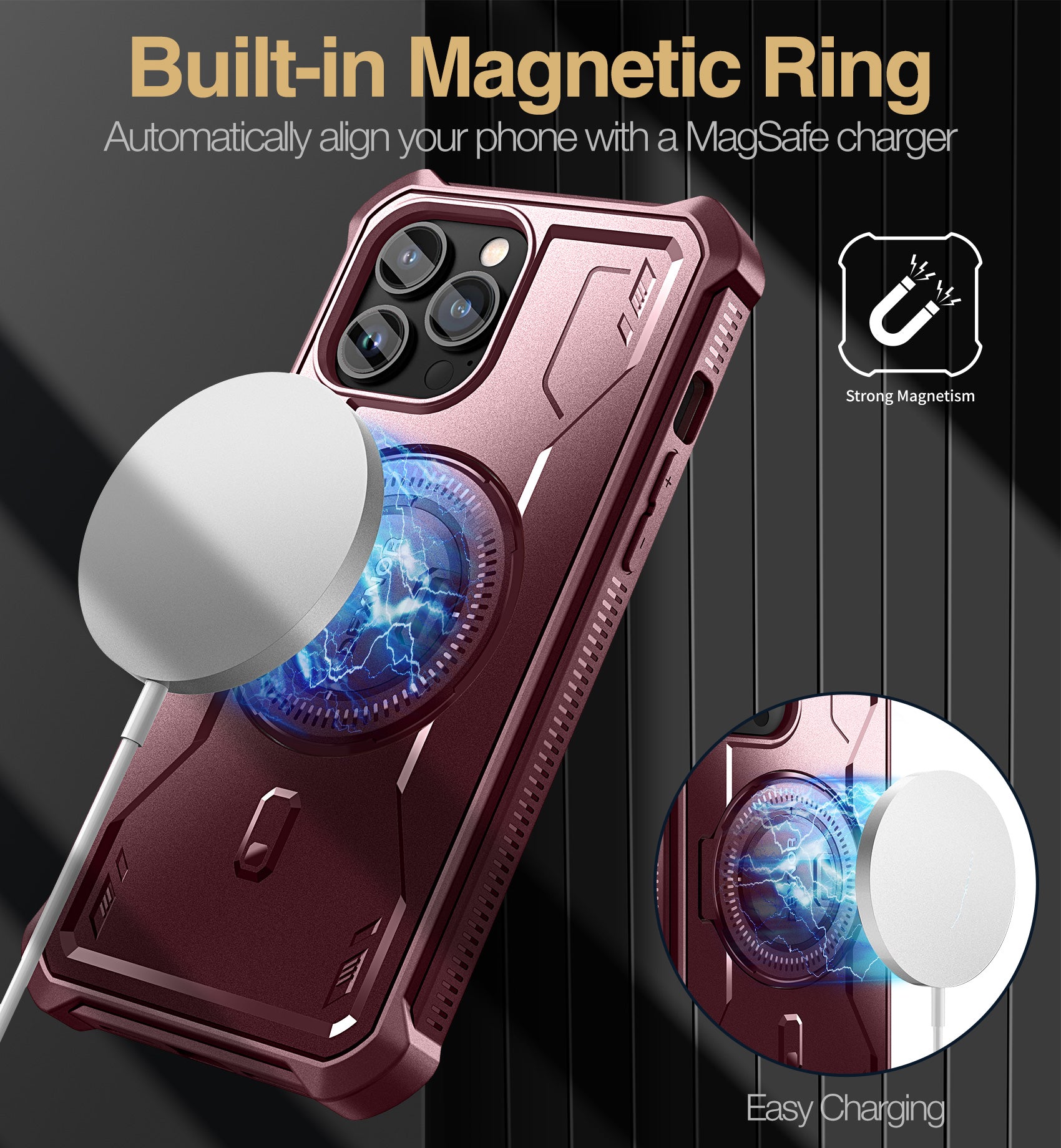 Dexnor for iphone 13 Pro Max Case With Heavy-duty Shockproof Full Body Built-in Screen Protector Adjustable Kickstand