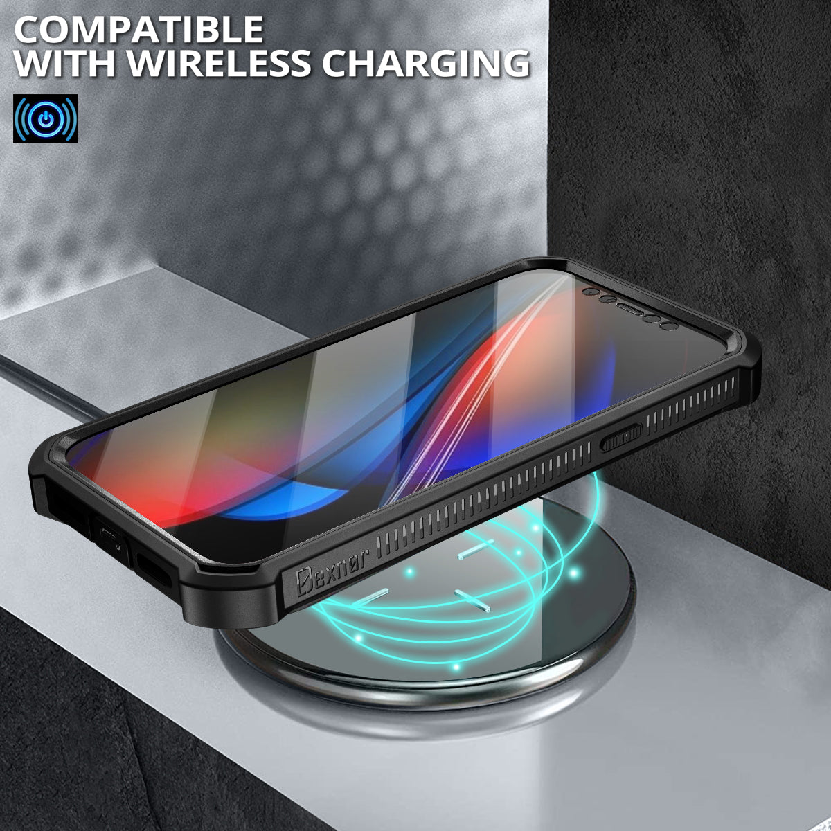 Dexnor Black Case For iPhone 12 Pro Max With Heavy-duty Shockproof Full Body Built-in Screen Protector Adjustable Kickstand