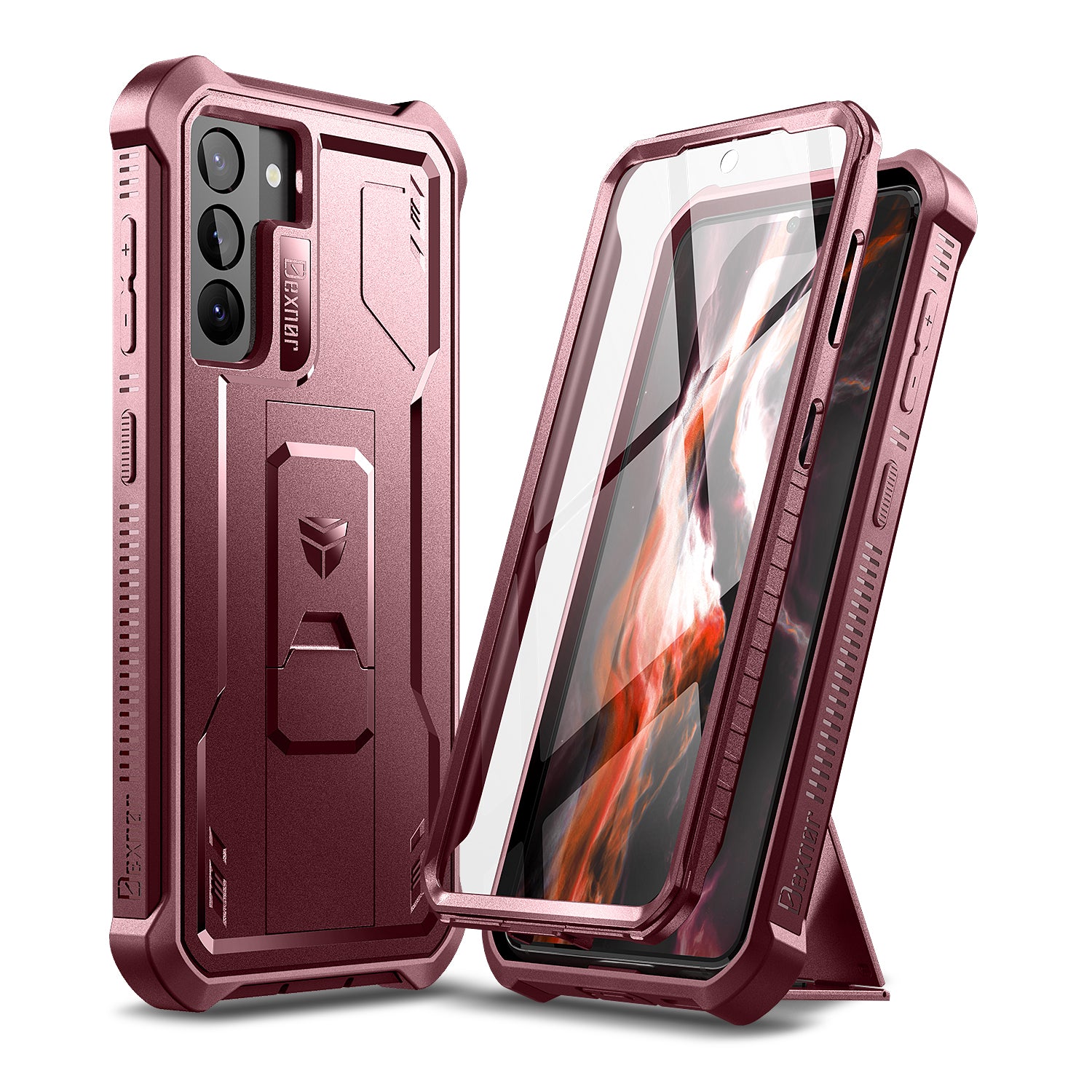 Dexnor Case for Samsung Galaxy S21 With Single Screen Protector Full Body Bumper Kickstand Heavy-duty Shockproof Rugged Cover.
