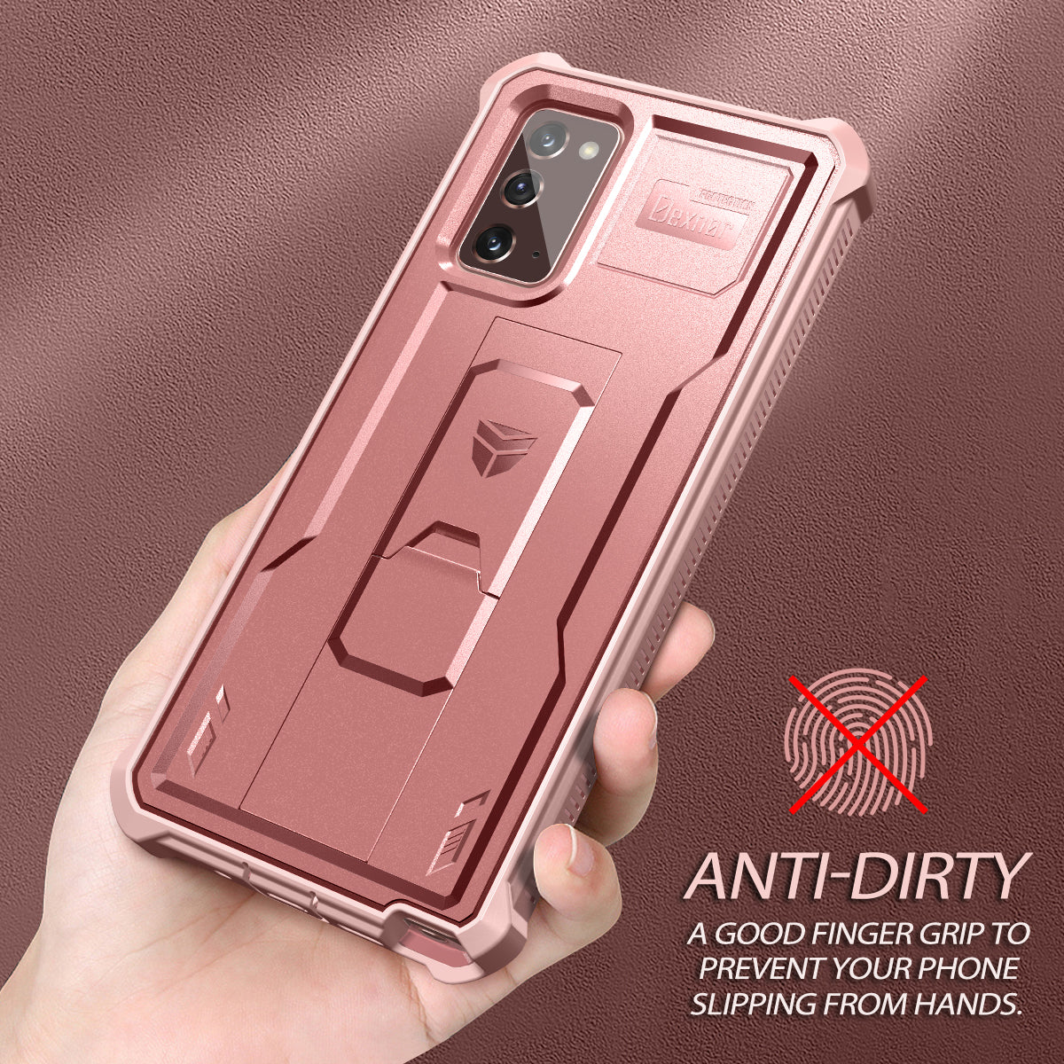 Dexnor Case for Samsung Galaxy Note 20 With Single Screen Protector Full Body Bumper Kickstand Heavy-duty Shockproof Rugged Cover.