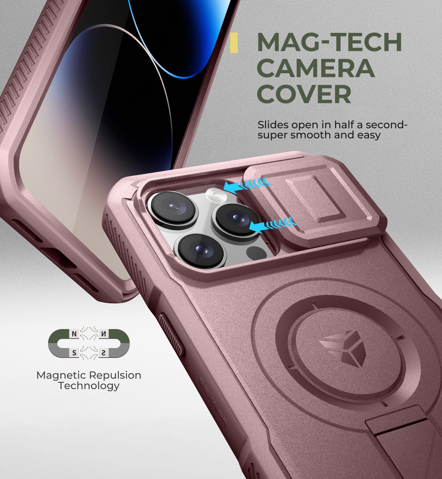 Dexnor Durable Case for iPhone 14 Pro Max with Built In Screen Protector and Slide Camera Cover 360 Magsafe Rugged Bumper Cover