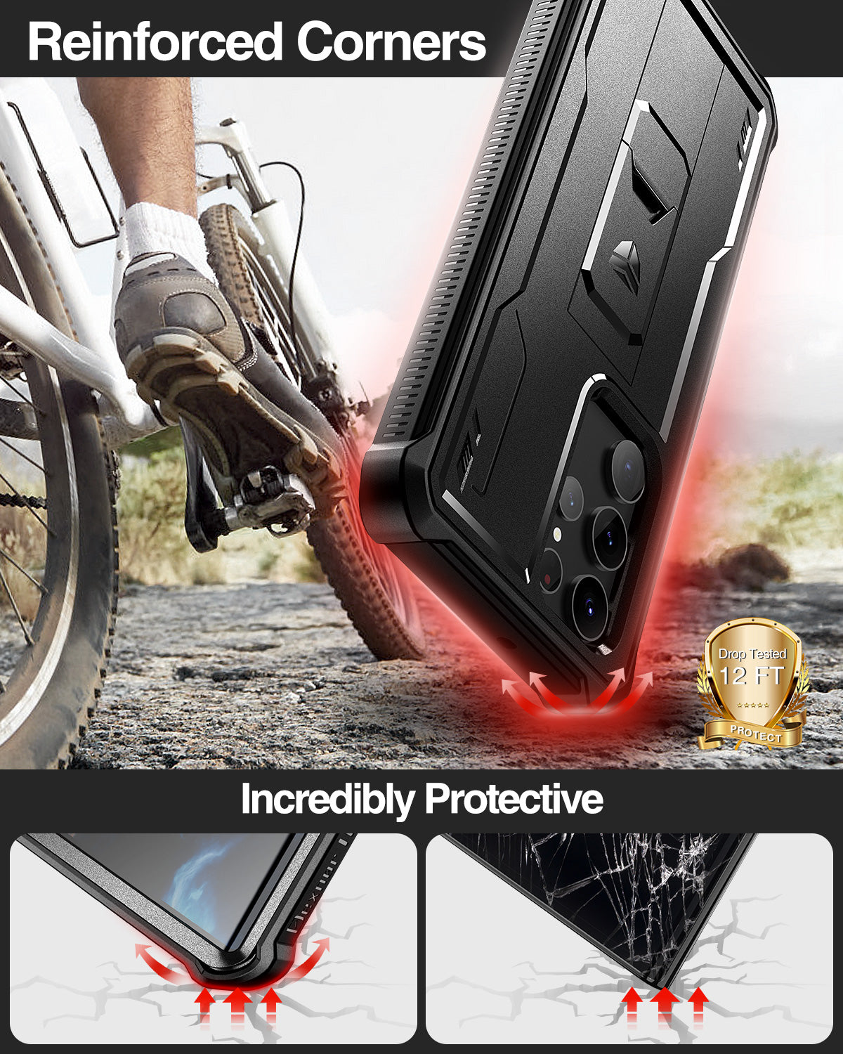 Dexnor Case for Samsung Galaxy S22 Ultra With Single Screen Protector Full Body Bumper Kickstand Heavy-duty Shockproof Rugged Cover.
