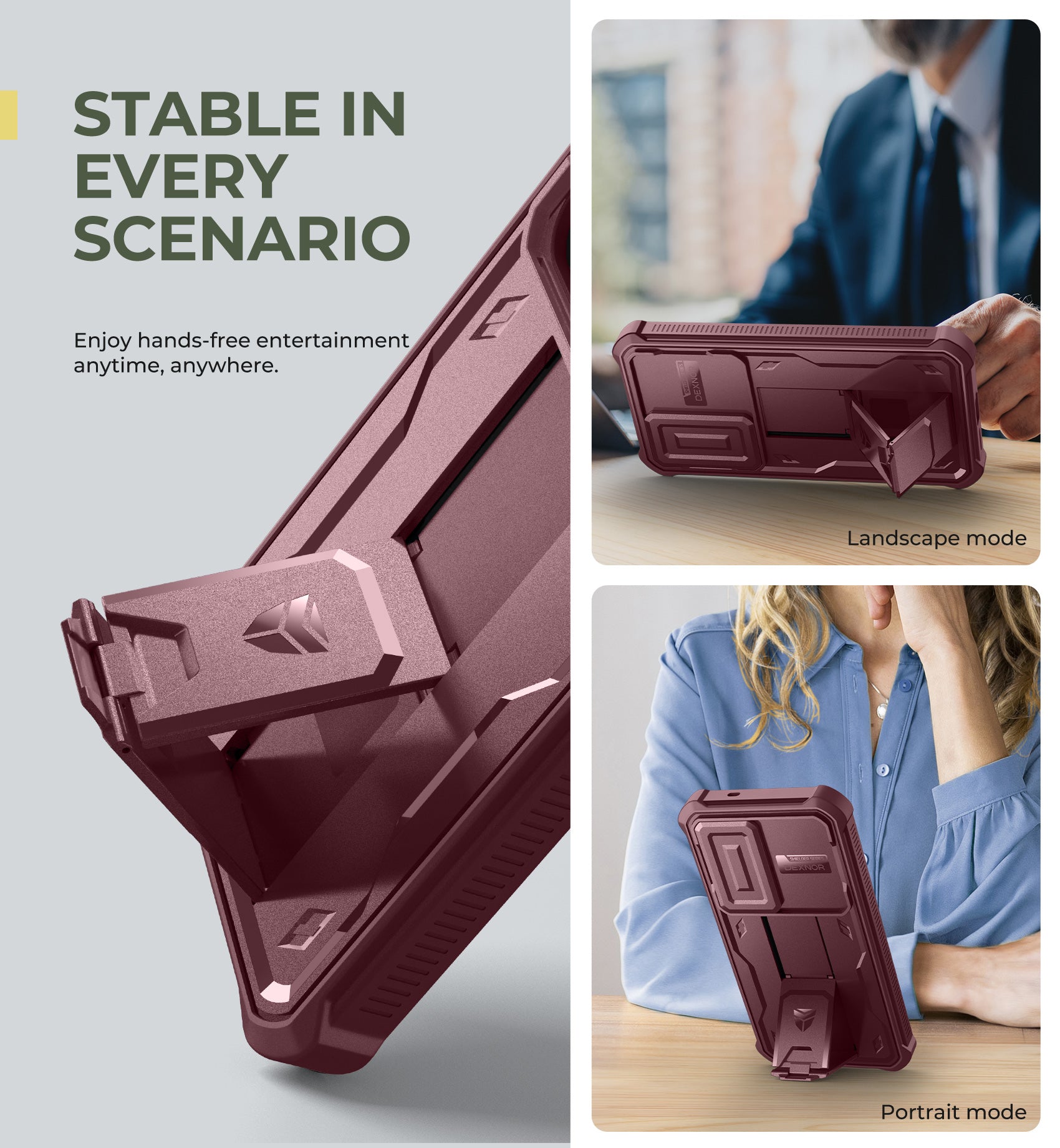 Dexnor Case for Samsung Galaxy S25 Full Body With Screen Protector Slide Camera Bumper Kickstand Heavy-duty Shockproof Rugged Cover.