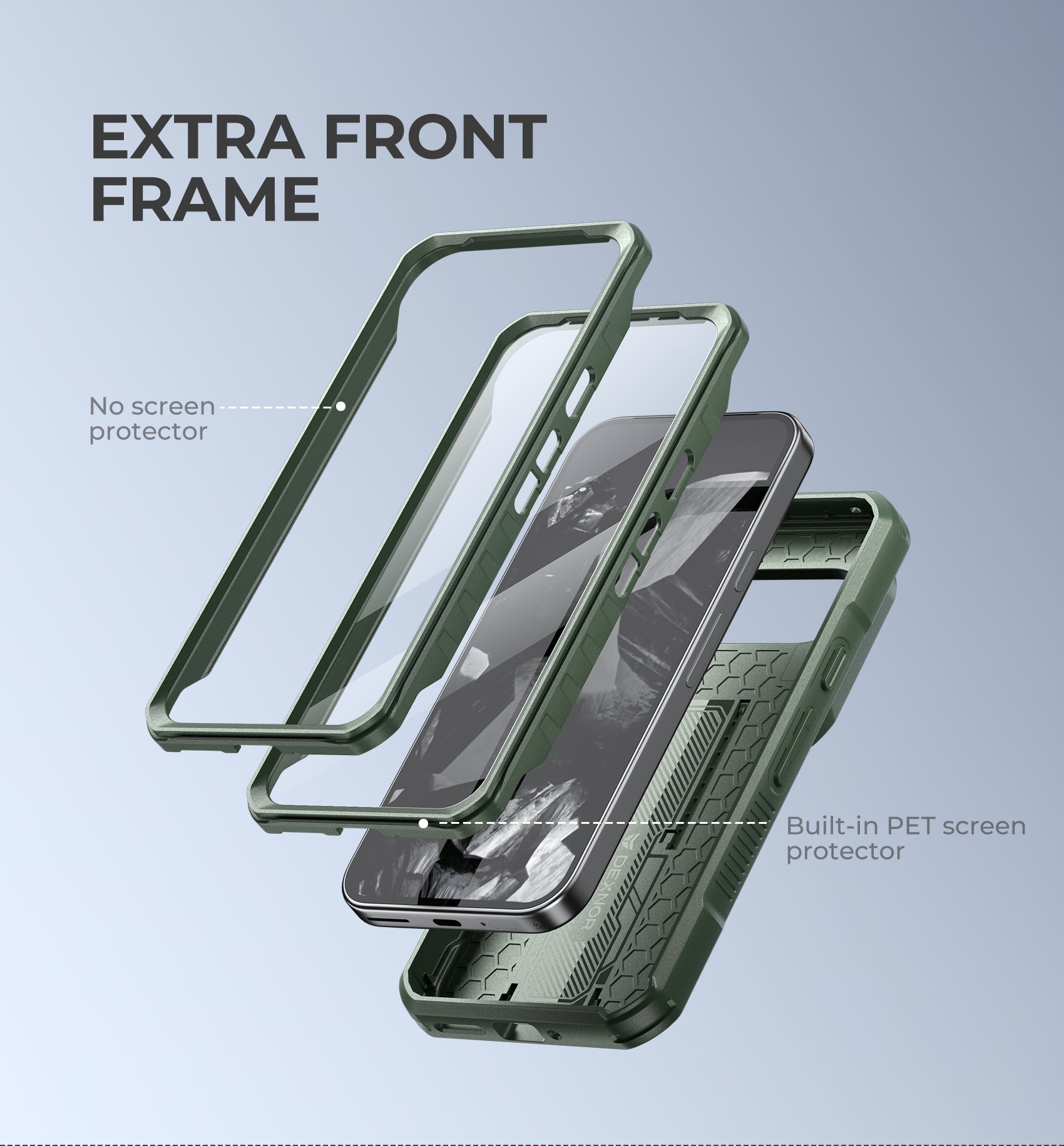 Dexnor Case for Google Pixel 9 Pro With Screen Protector Full Body Bumper Kickstand Heavy-duty Shockproof Rugged Cover.