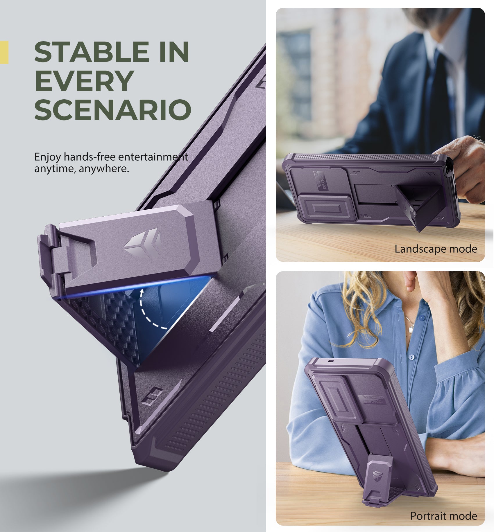 Dexnor Case for Samsung Galaxy S25 Ultra Full Body With Screen Protector Slide Camera Bumper Kickstand Heavy-duty Rugged Cover