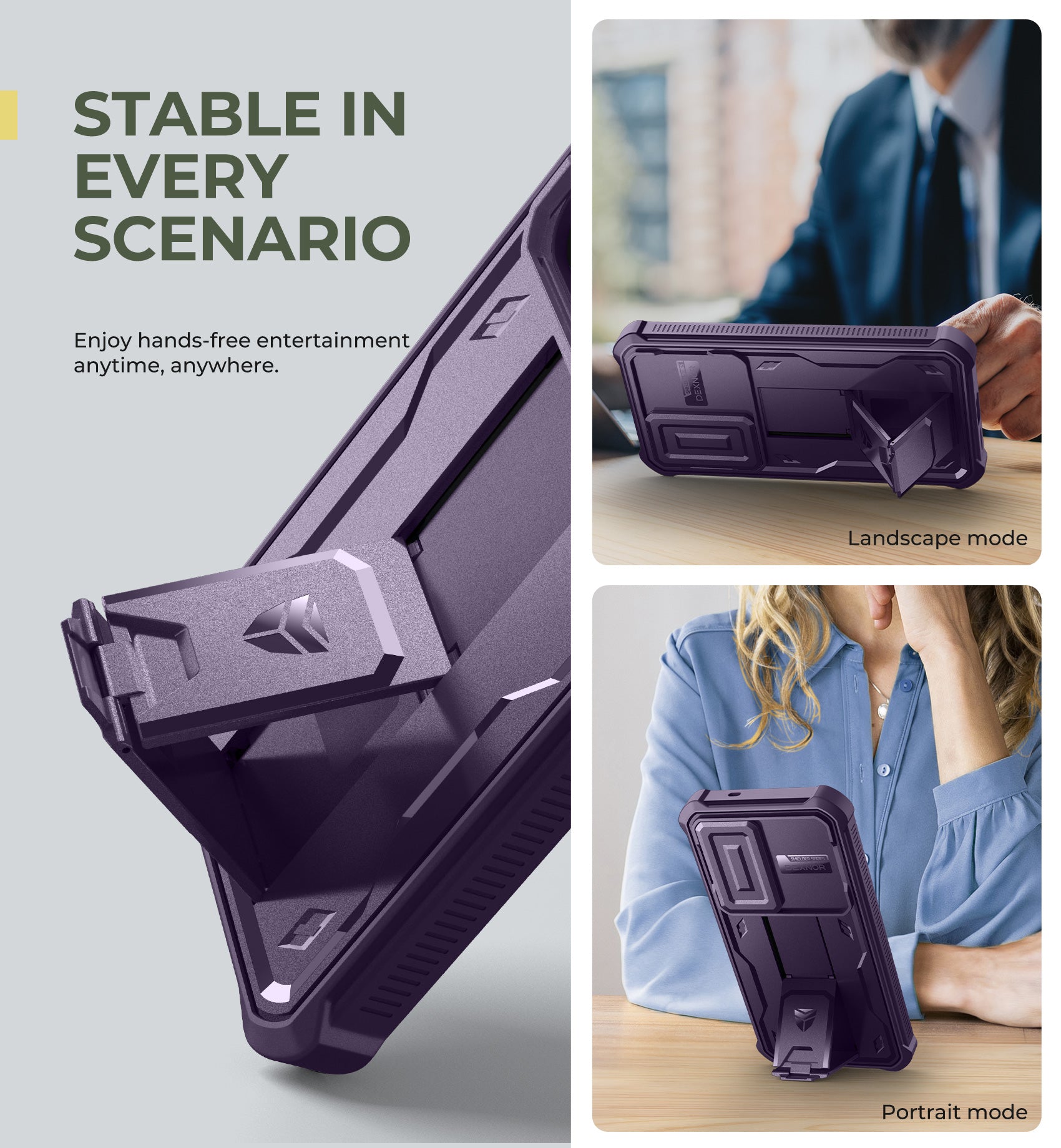 Dexnor Case for Samsung Galaxy S25 Full Body With Screen Protector Slide Camera Bumper Kickstand Heavy-duty Shockproof Rugged Cover.