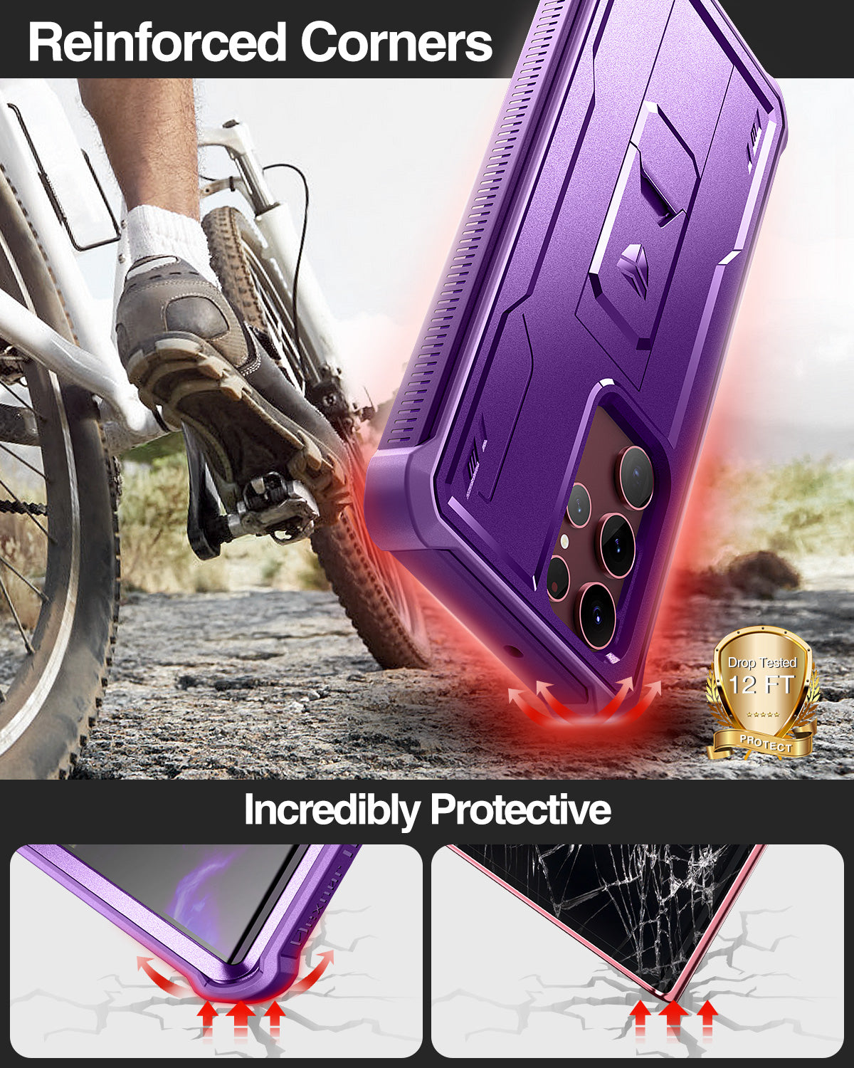Dexnor Case for Samsung Galaxy S22 Ultra With Single Screen Protector Full Body Bumper Kickstand Heavy-duty Shockproof Rugged Cover.