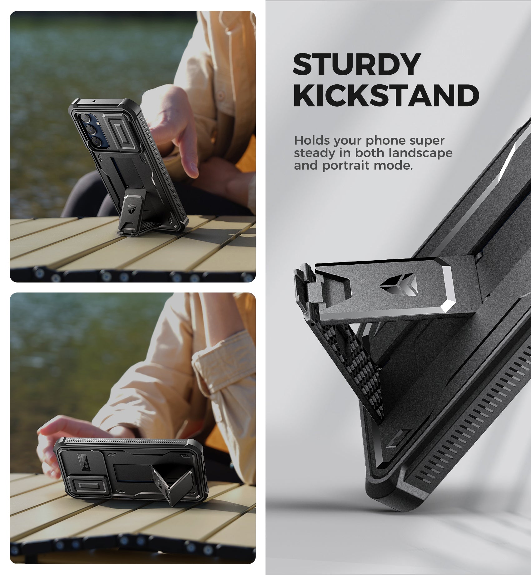 Dexnor Case for Samsung Galaxy A16 With Screen Protector Full Body Bumper Kickstand Heavy-duty Shockproof Rugged Cover.