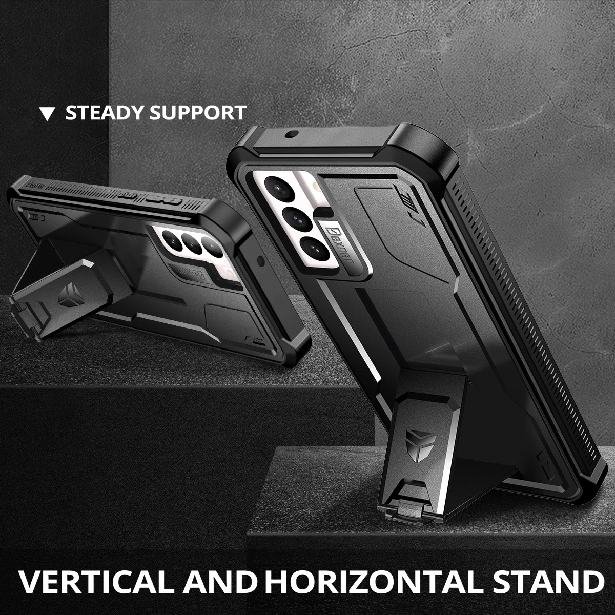 Dexnor Case for Samsung Galaxy S21 FE With Single Screen Protector Full Body Bumper Kickstand Heavy-duty Shockproof Rugged Cover.